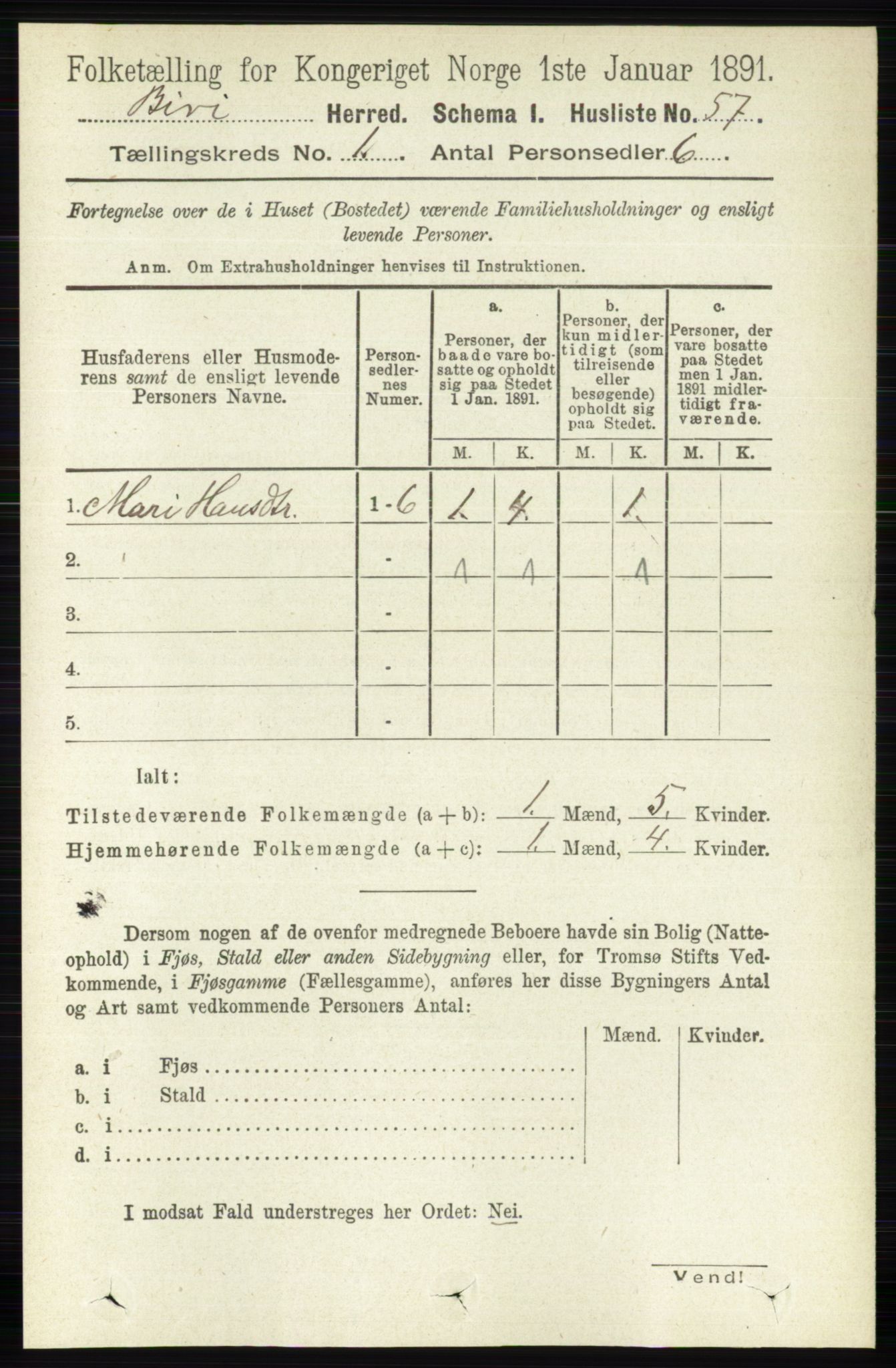 RA, 1891 census for 0525 Biri, 1891, p. 95