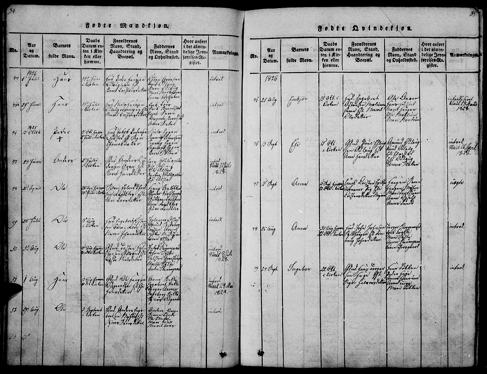 Ringebu prestekontor, AV/SAH-PREST-082/H/Ha/Haa/L0004: Parish register (official) no. 4, 1821-1839, p. 84-85