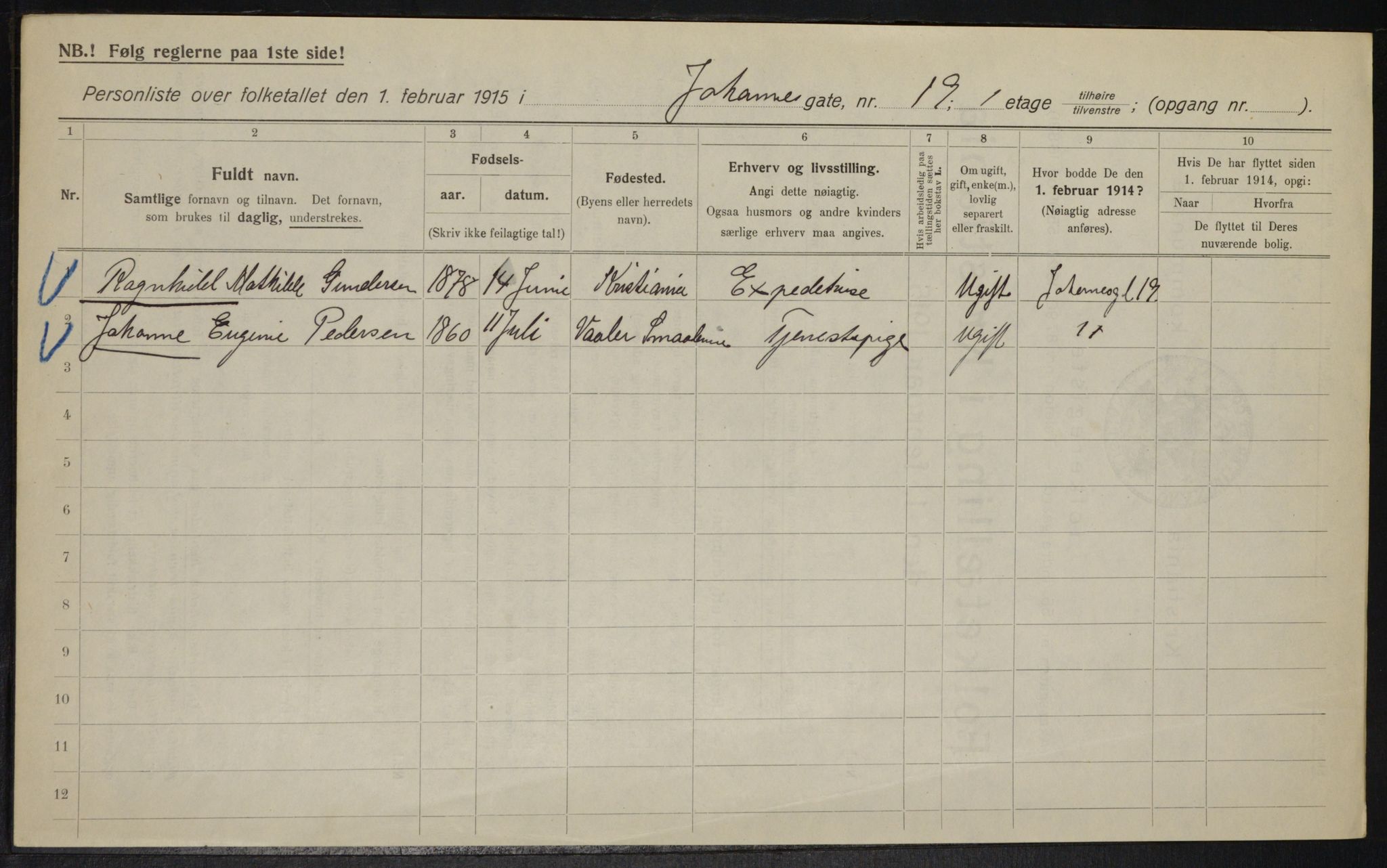 OBA, Municipal Census 1915 for Kristiania, 1915, p. 46861