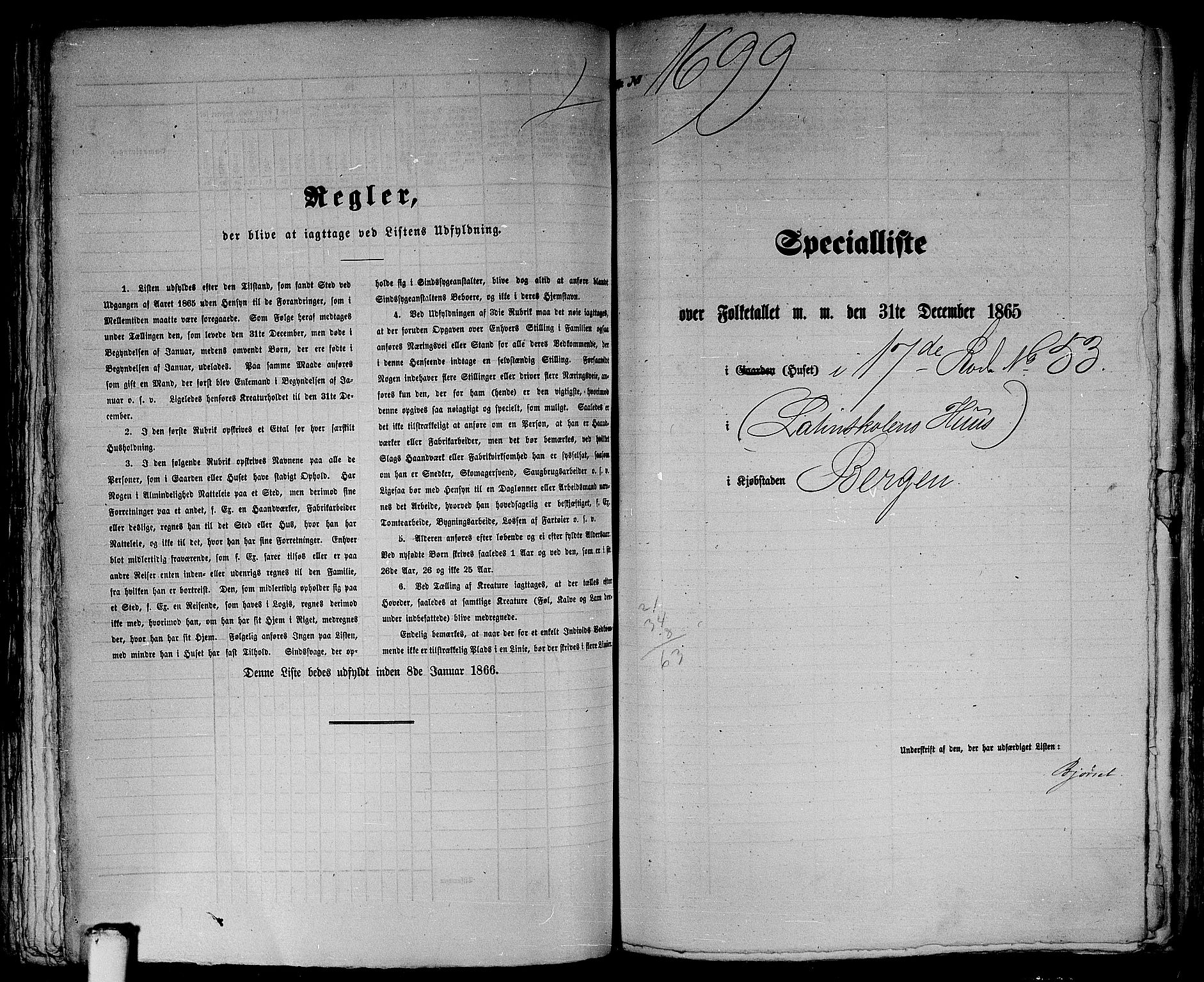 RA, 1865 census for Bergen, 1865, p. 3468