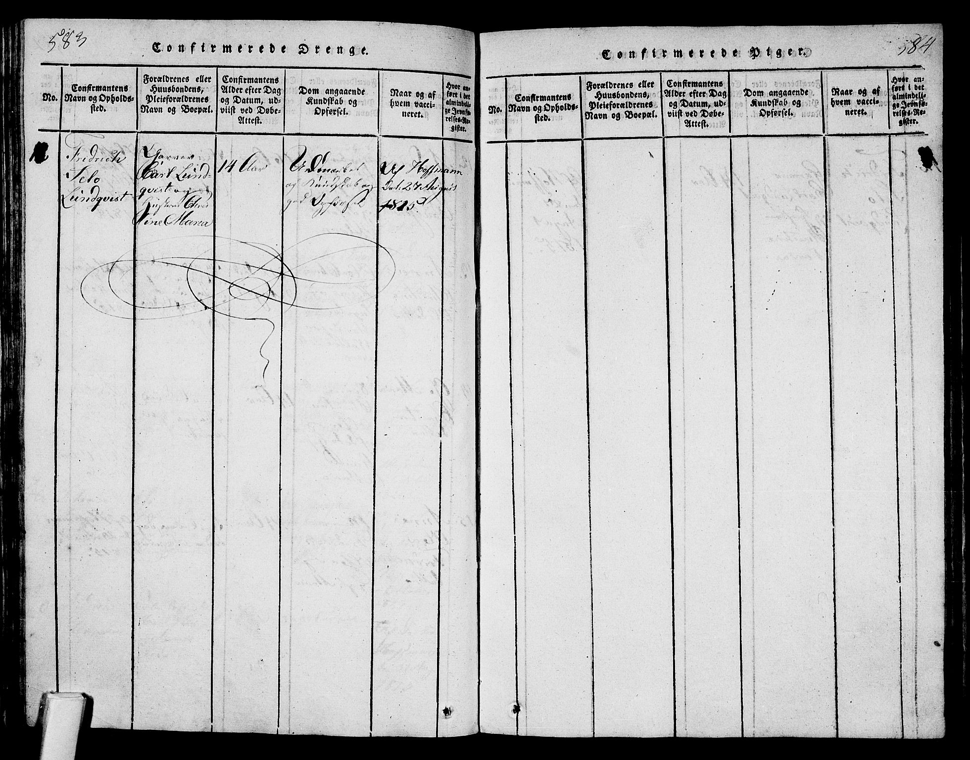 Tønsberg kirkebøker, AV/SAKO-A-330/F/Fa/L0004: Parish register (official) no. I 4, 1813-1826, p. 583-584