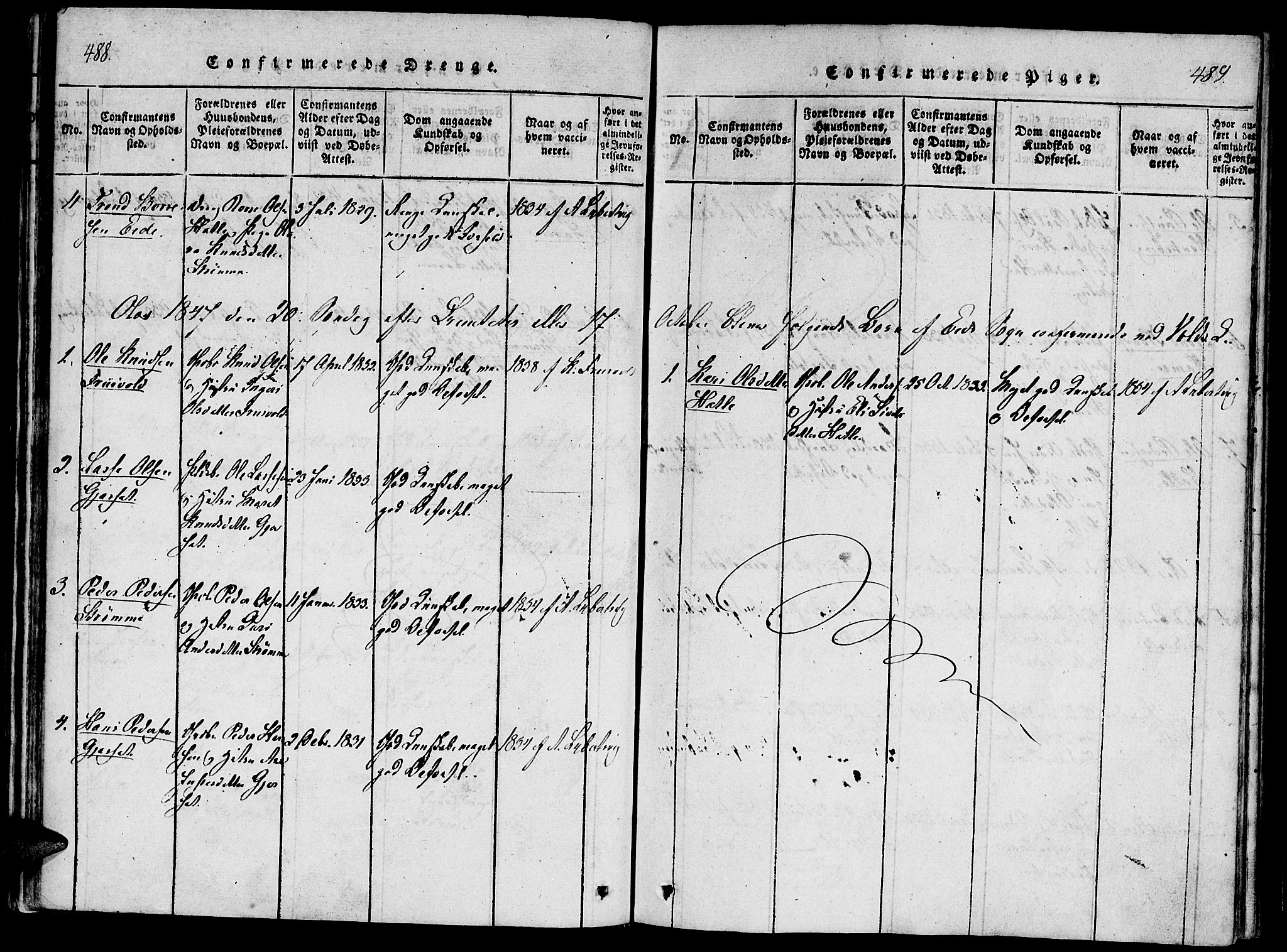 Ministerialprotokoller, klokkerbøker og fødselsregistre - Møre og Romsdal, SAT/A-1454/542/L0551: Parish register (official) no. 542A01, 1818-1853, p. 488-489