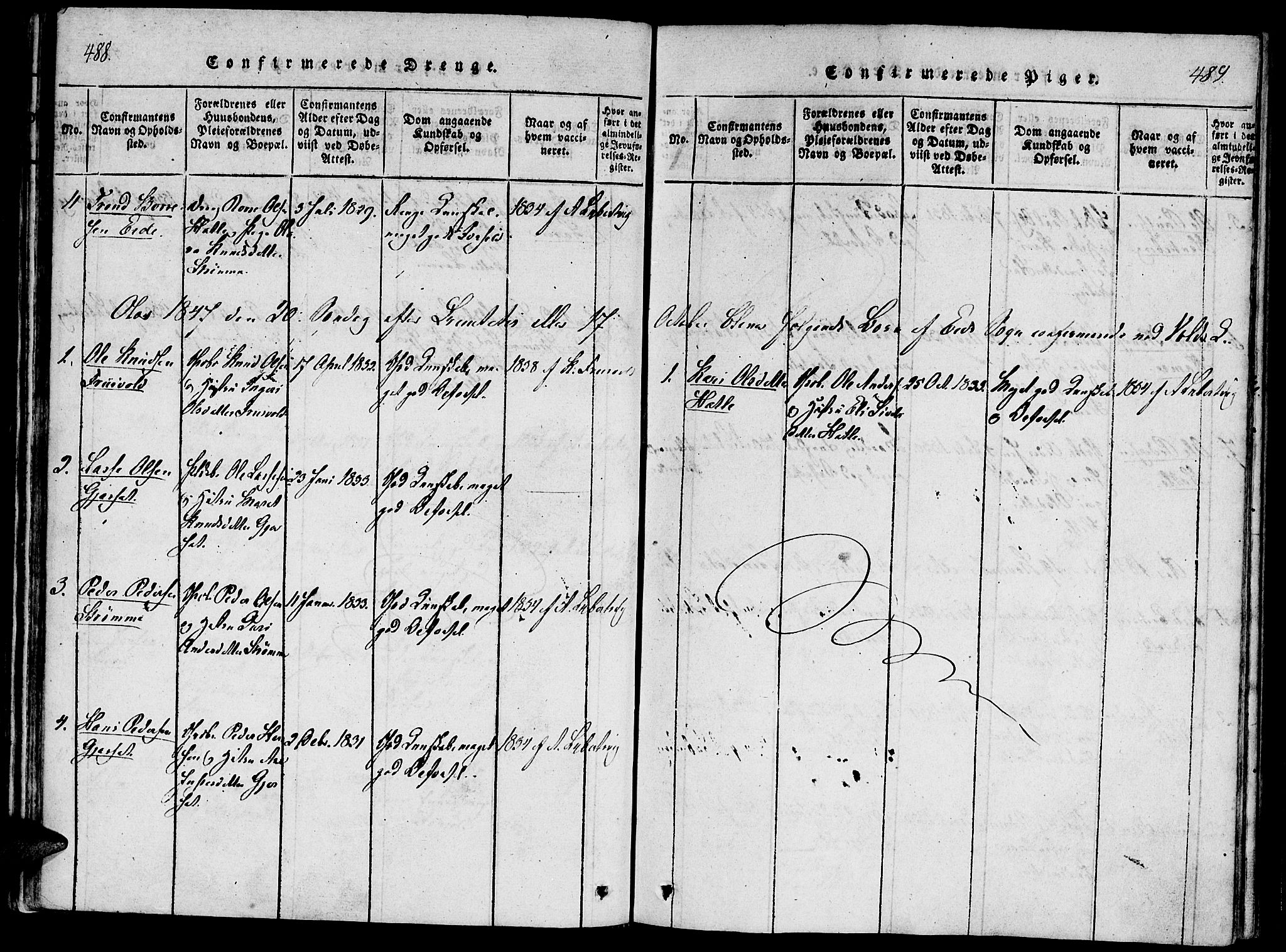 Ministerialprotokoller, klokkerbøker og fødselsregistre - Møre og Romsdal, AV/SAT-A-1454/542/L0551: Parish register (official) no. 542A01, 1818-1853, p. 488-489