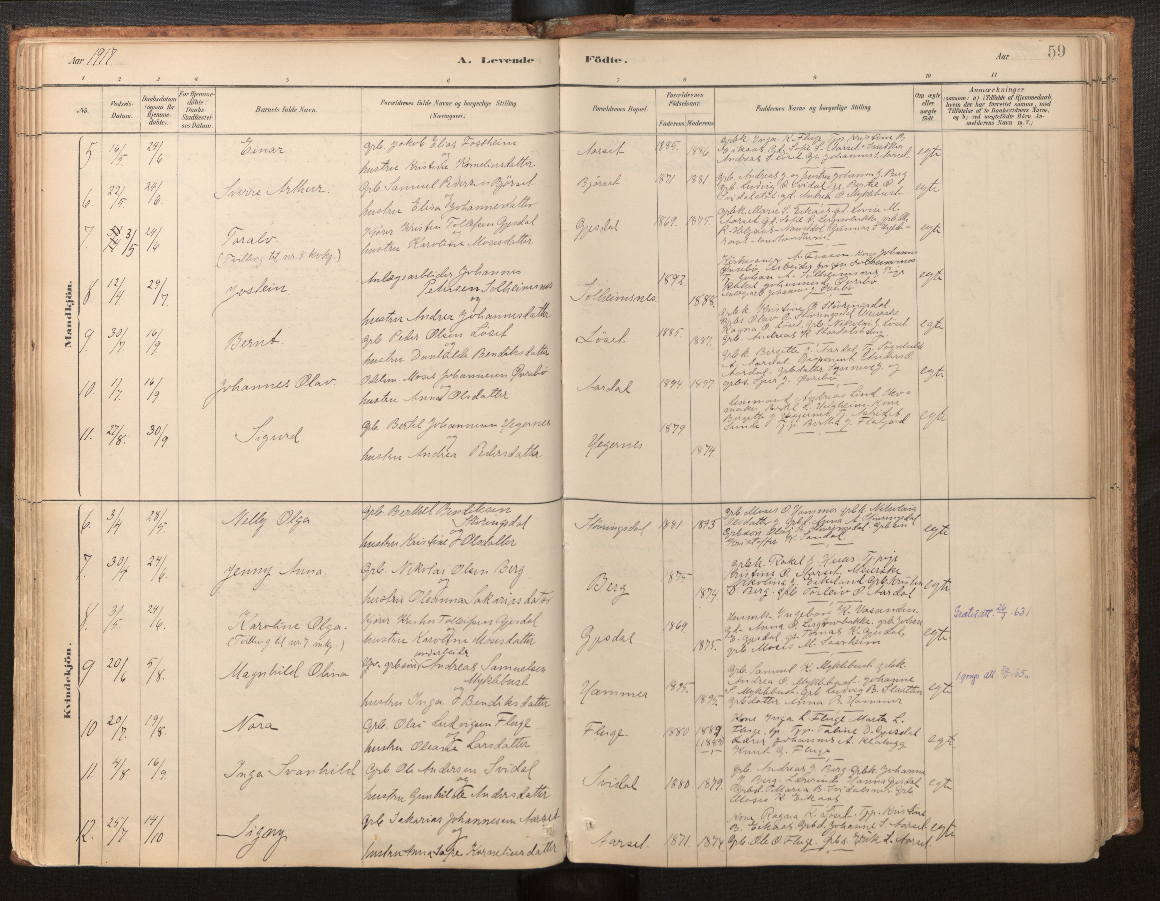 Jølster sokneprestembete, SAB/A-80701/H/Haa/Haab/L0001: Parish register (official) no. B 1, 1882-1930, p. 59