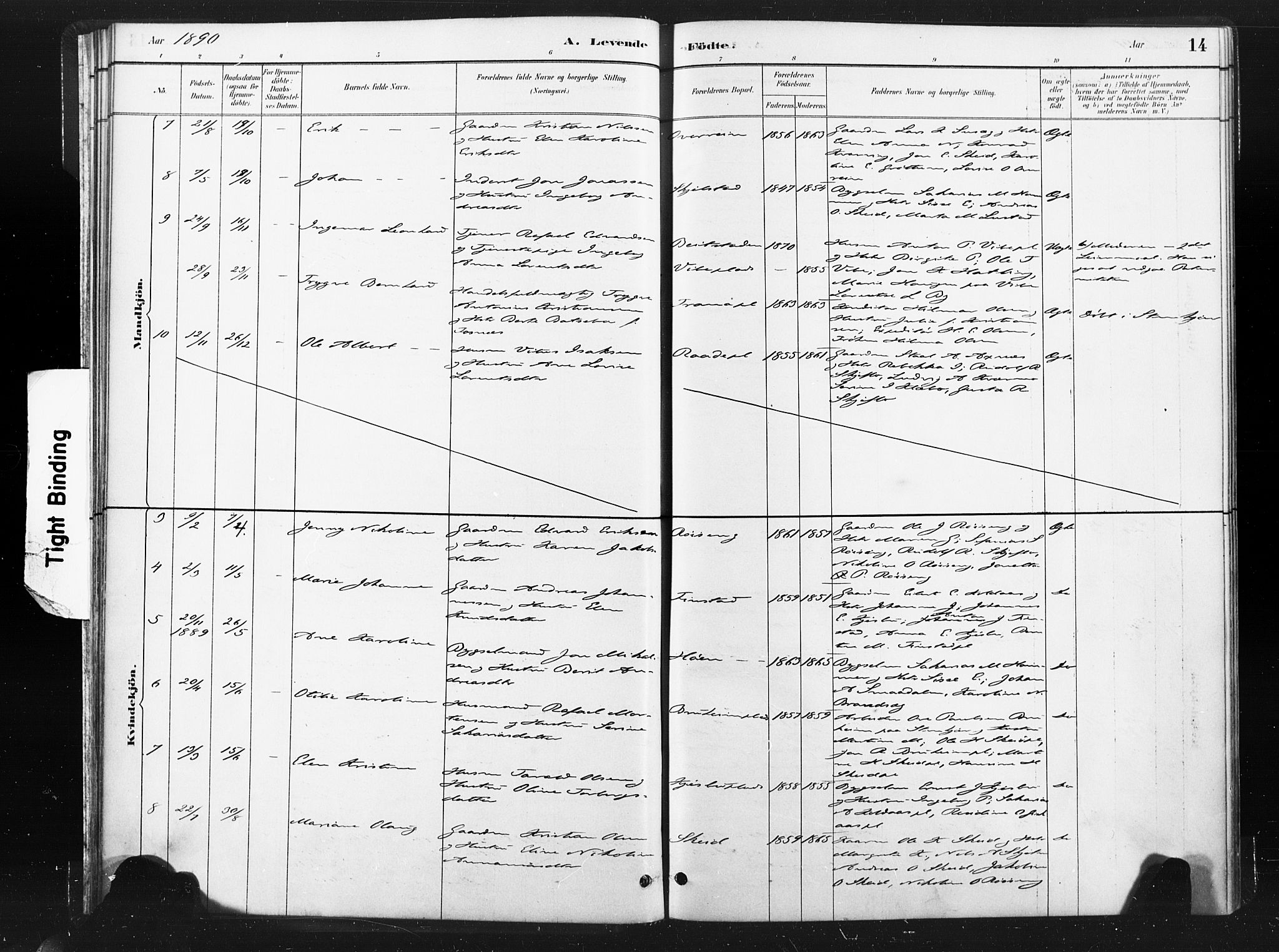 Ministerialprotokoller, klokkerbøker og fødselsregistre - Nord-Trøndelag, AV/SAT-A-1458/736/L0361: Parish register (official) no. 736A01, 1884-1906, p. 14