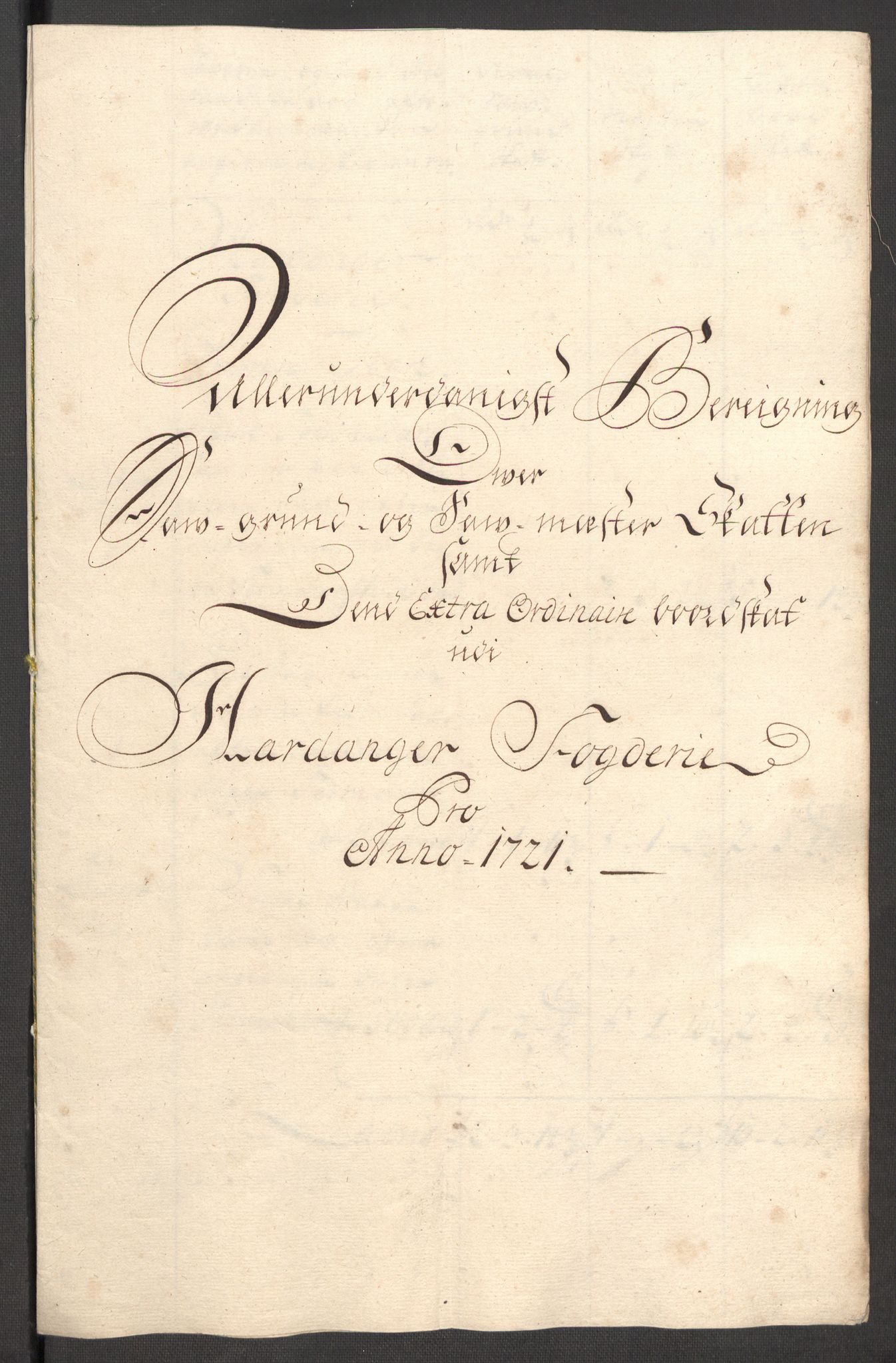 Rentekammeret inntil 1814, Reviderte regnskaper, Fogderegnskap, RA/EA-4092/R48/L3000: Fogderegnskap Sunnhordland og Hardanger, 1721, p. 167