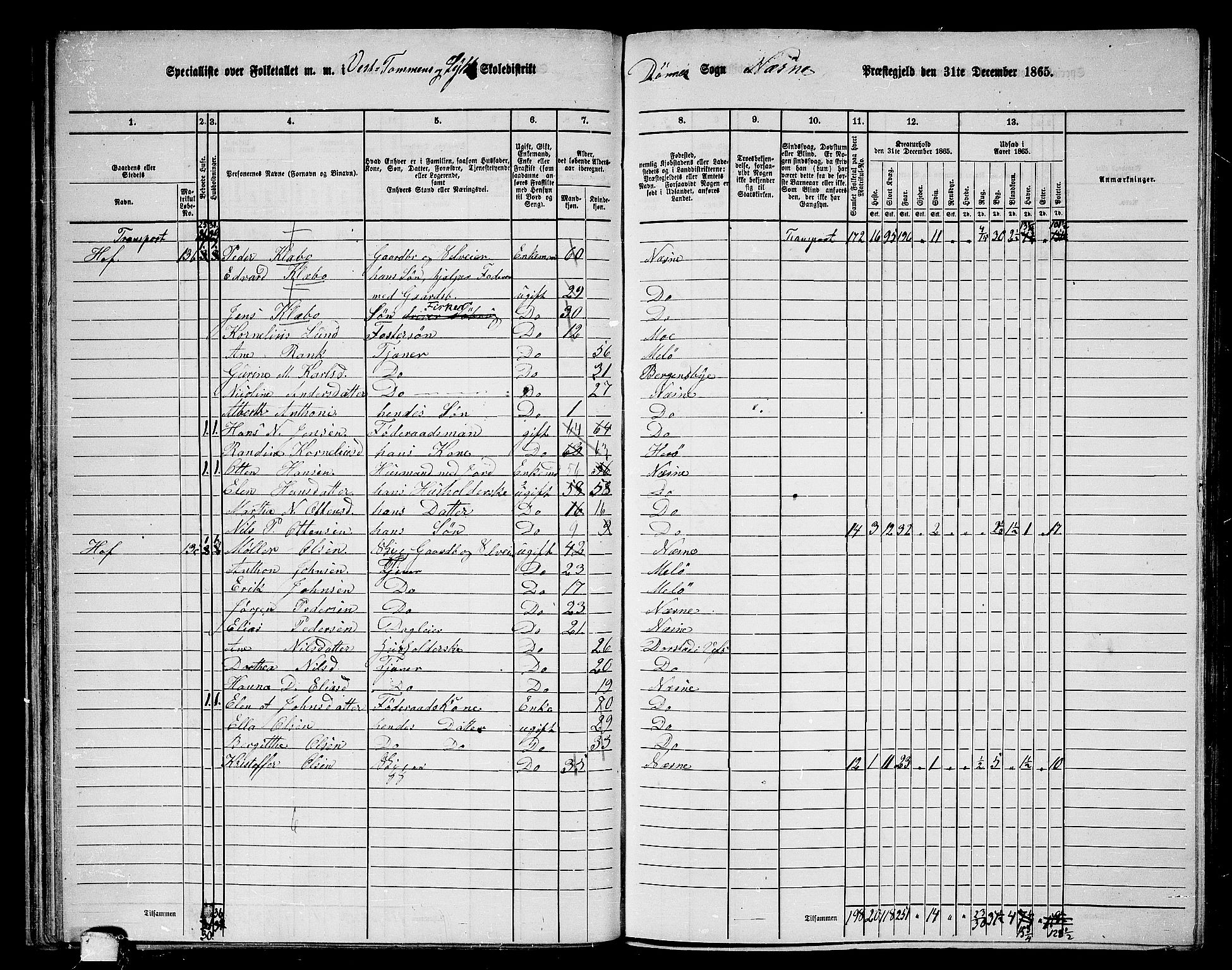 RA, 1865 census for Nesna, 1865, p. 46