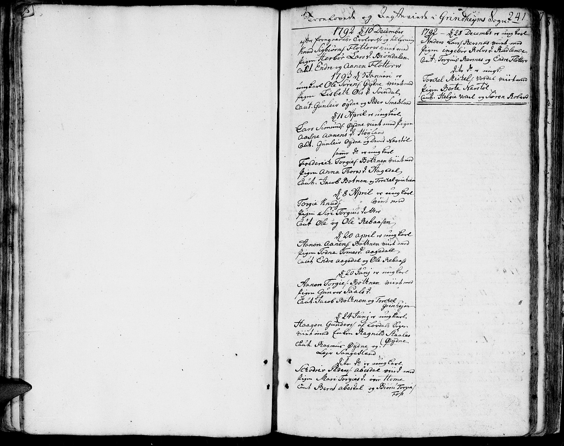 Bjelland sokneprestkontor, SAK/1111-0005/F/Fa/Faa/L0001: Parish register (official) no. A 1 /3, 1793-1815, p. 241