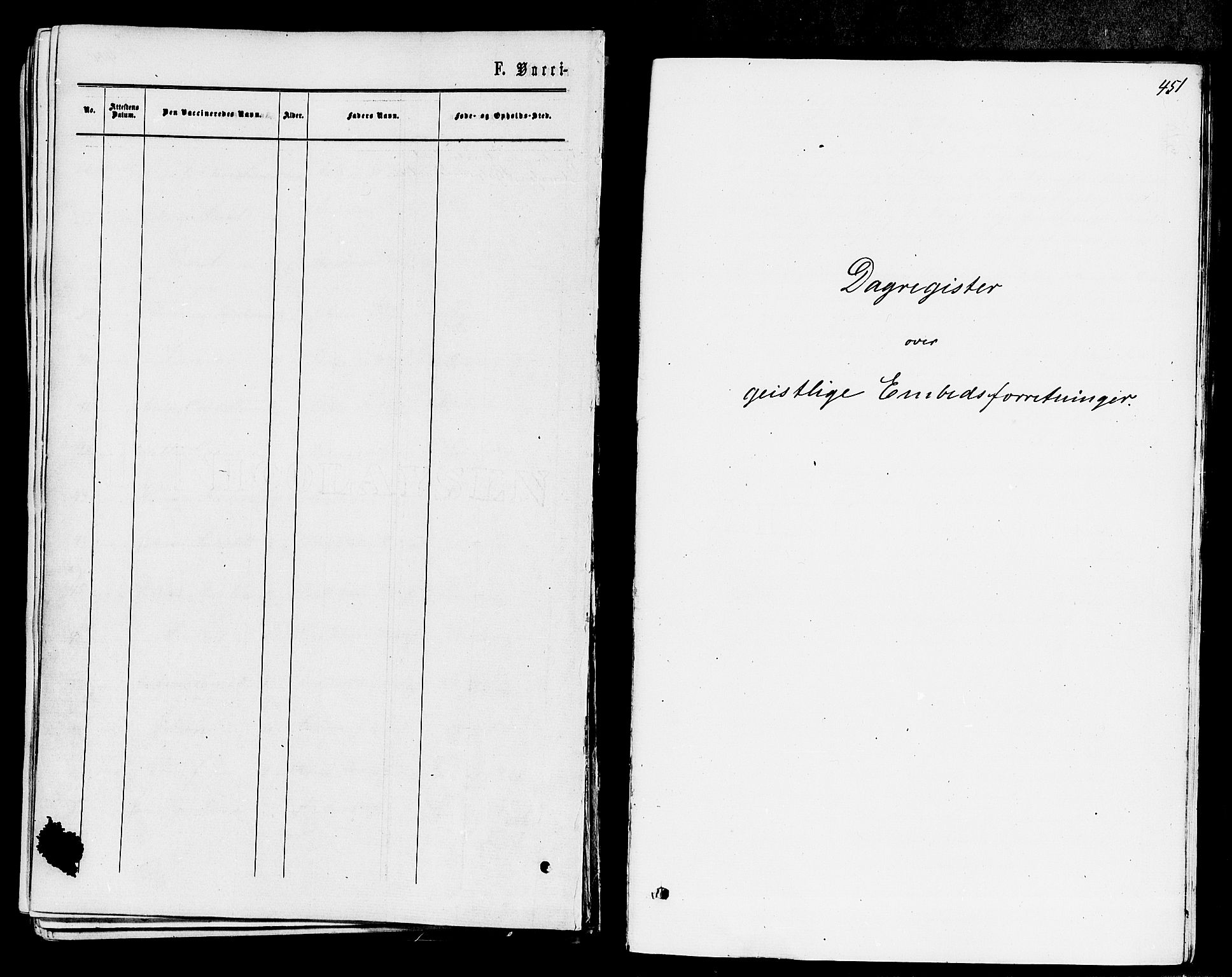 Våle kirkebøker, AV/SAKO-A-334/F/Fa/L0010: Parish register (official) no. I 10, 1861-1877, p. 451
