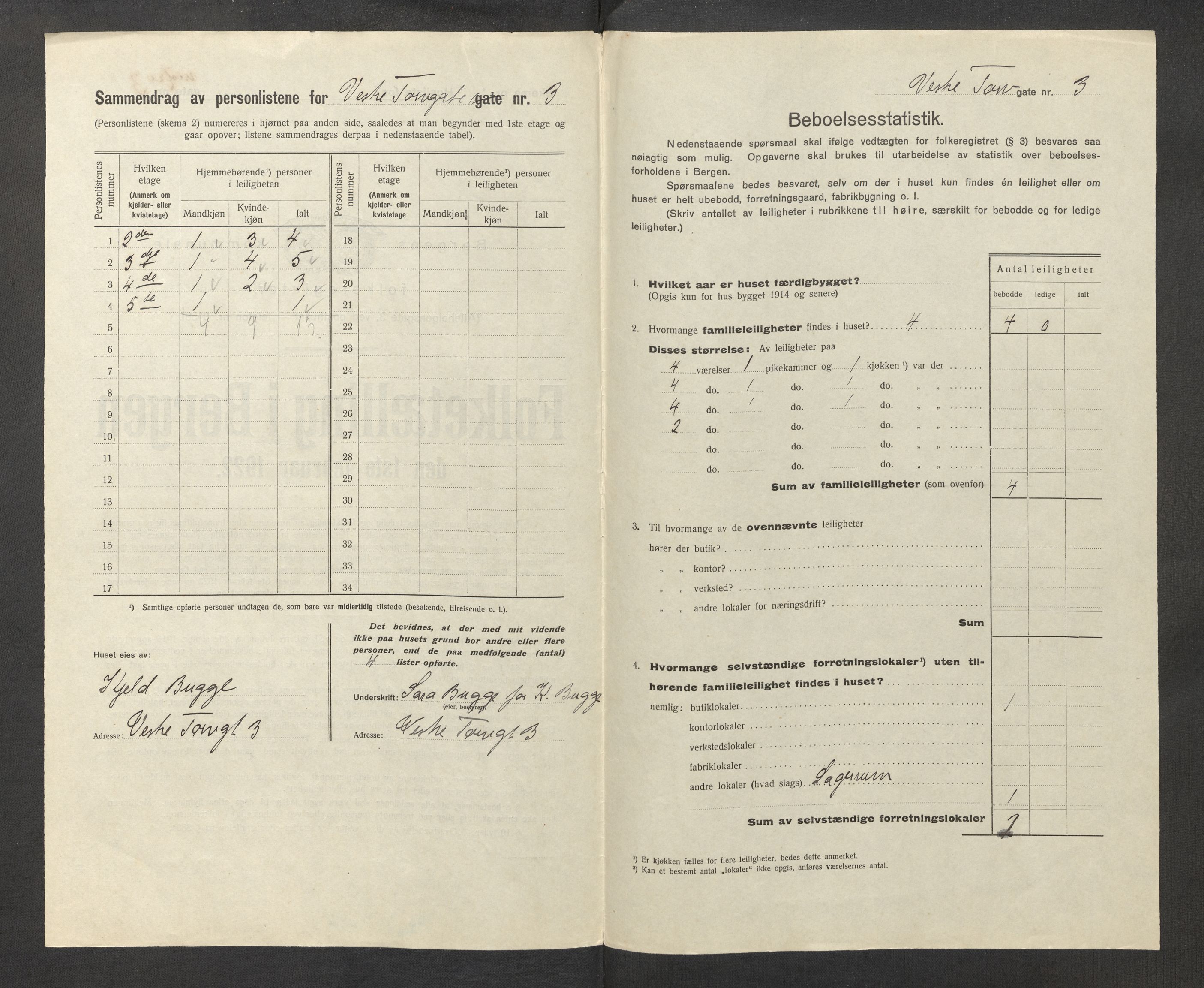 SAB, Municipal Census 1922 for Bergen, 1922, p. 44580