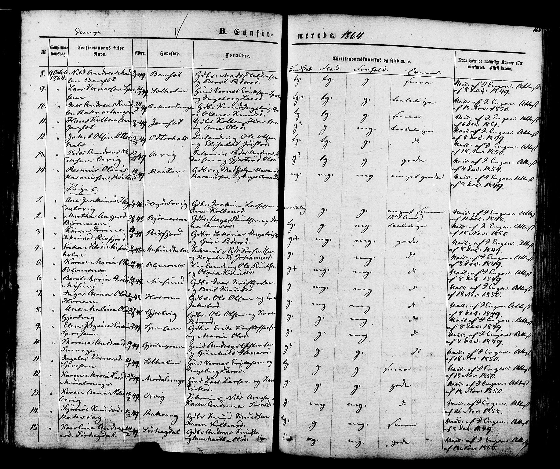 Ministerialprotokoller, klokkerbøker og fødselsregistre - Møre og Romsdal, SAT/A-1454/560/L0719: Parish register (official) no. 560A03, 1845-1872, p. 162
