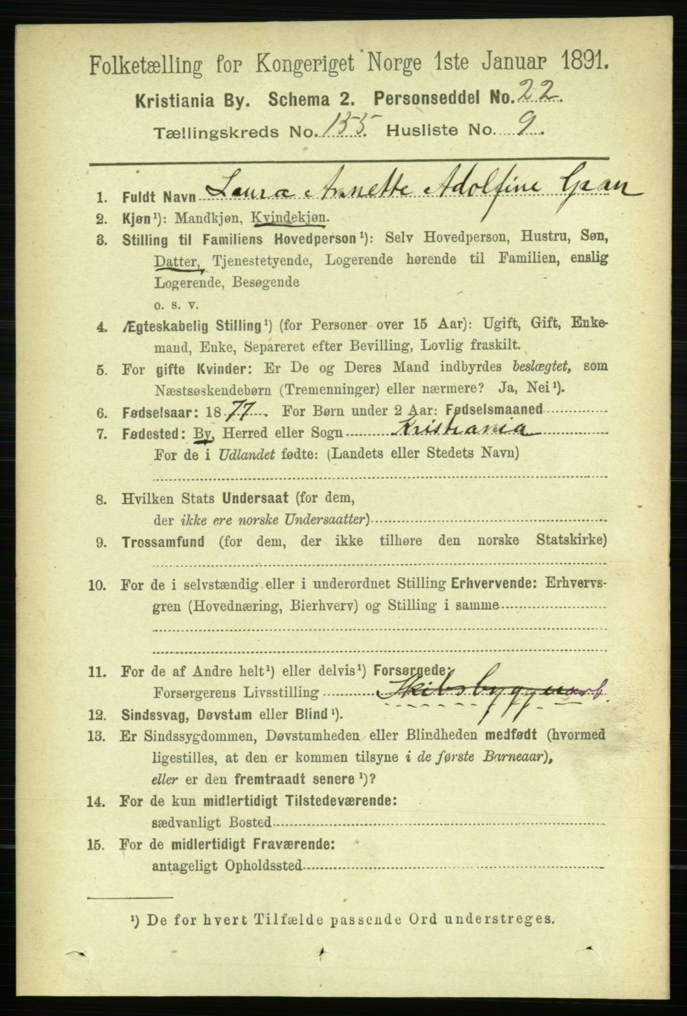RA, 1891 census for 0301 Kristiania, 1891, p. 88328