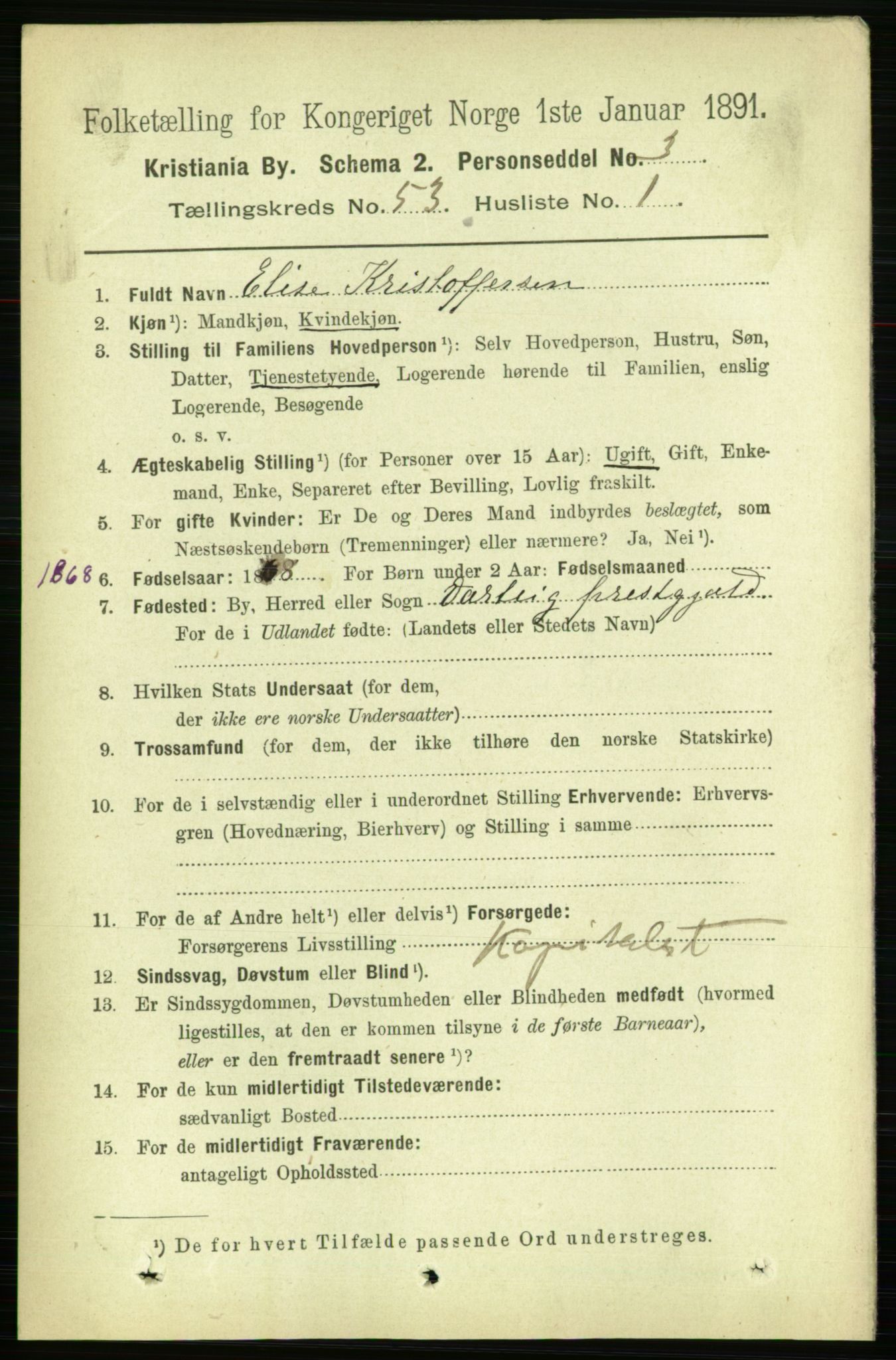 RA, 1891 census for 0301 Kristiania, 1891, p. 29763