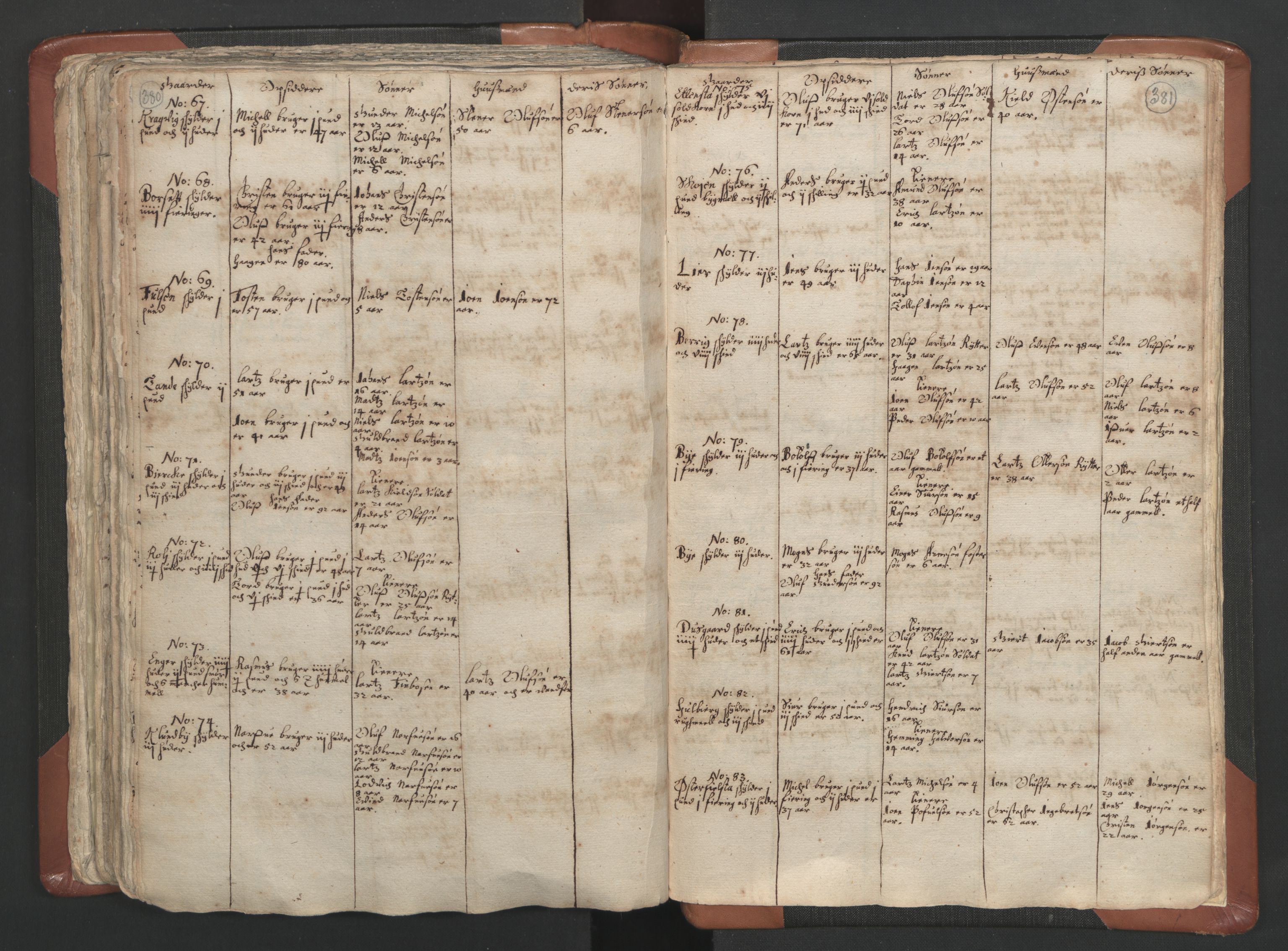 RA, Vicar's Census 1664-1666, no. 5: Hedmark deanery, 1664-1666, p. 380-381