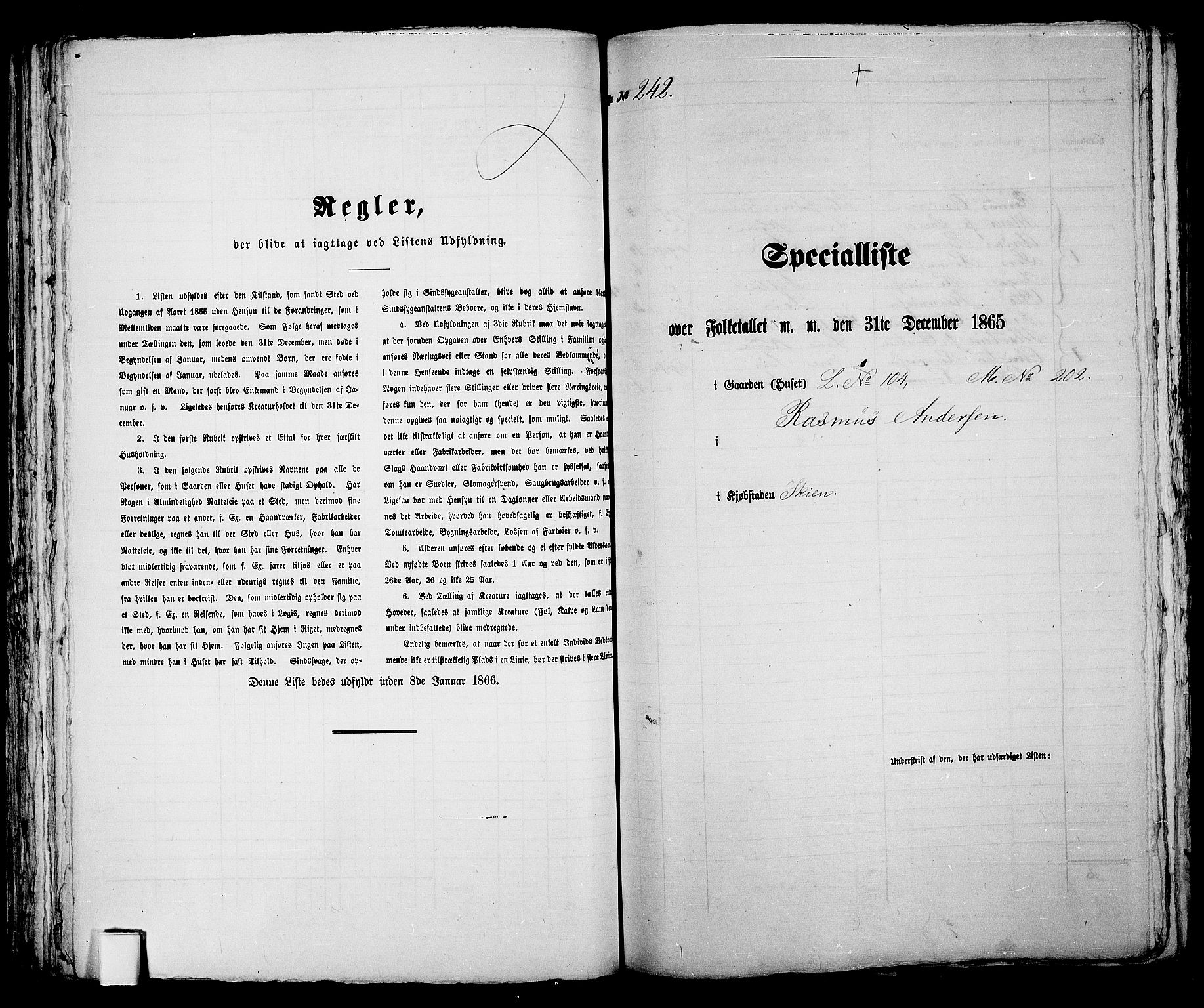 RA, 1865 census for Skien, 1865, p. 498