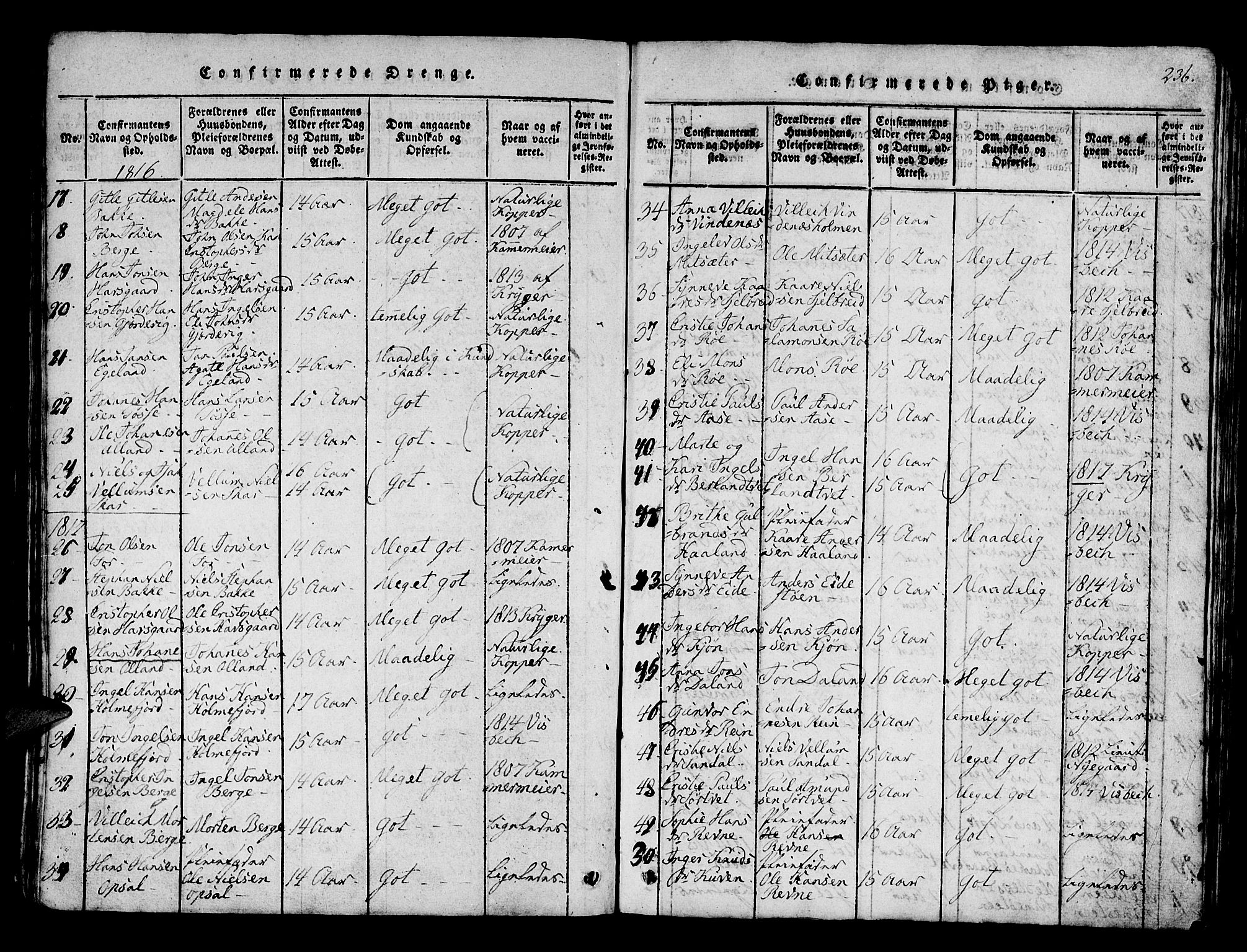 Os sokneprestembete, SAB/A-99929: Parish register (official) no. A 12, 1816-1825, p. 236