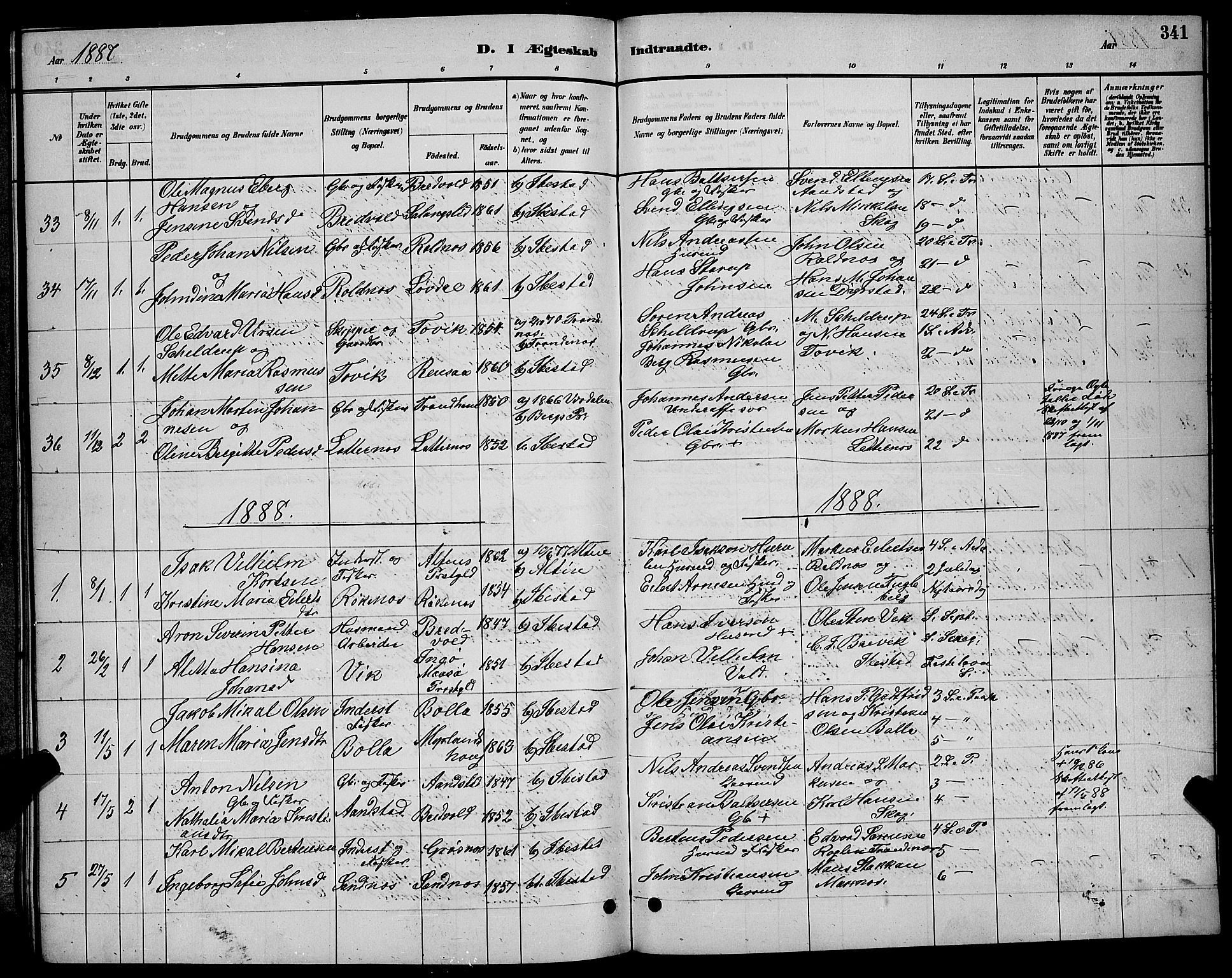 Ibestad sokneprestembete, SATØ/S-0077/H/Ha/Hab/L0007klokker: Parish register (copy) no. 7, 1879-1889, p. 341