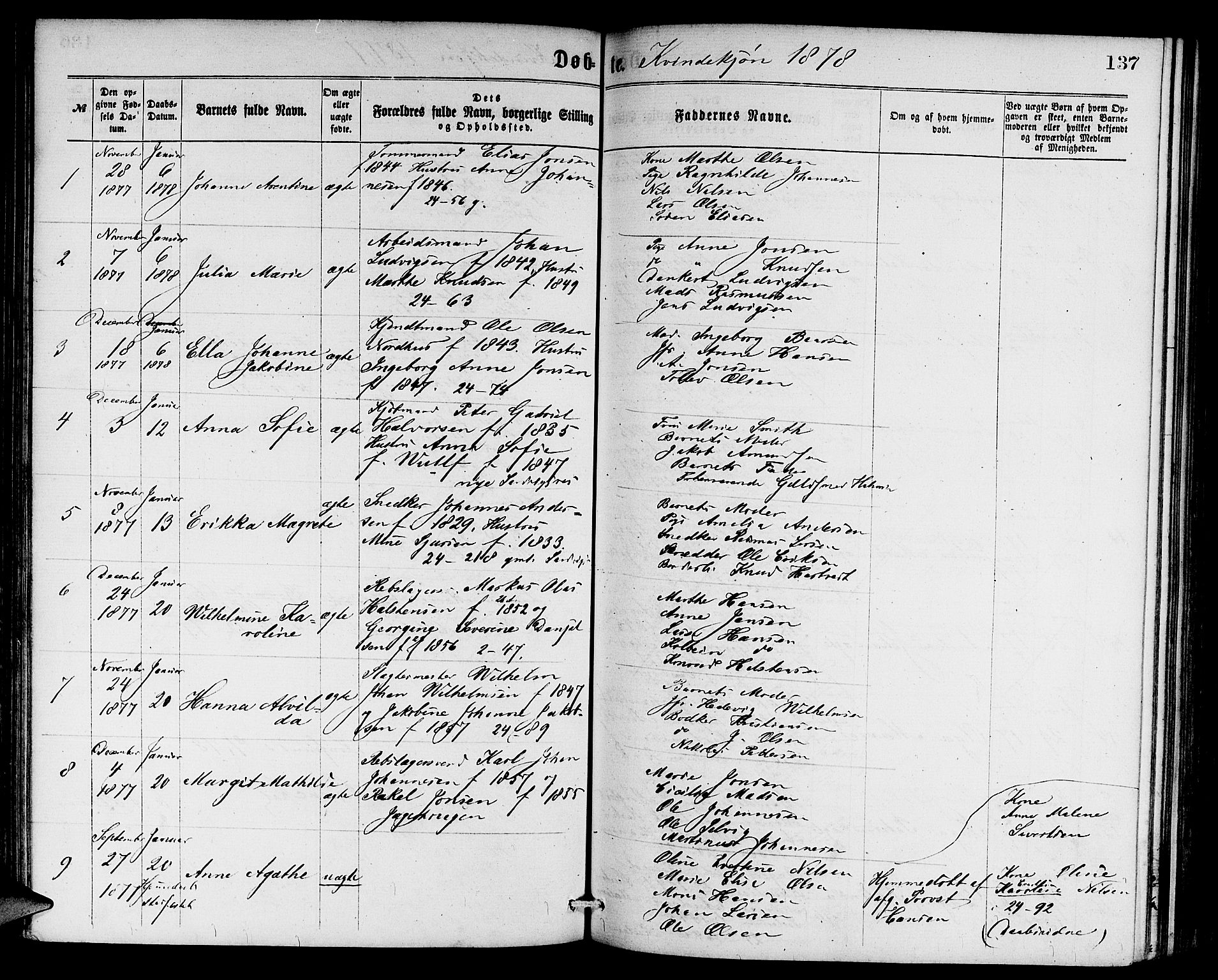 Sandviken Sokneprestembete, SAB/A-77601/H/Hb: Parish register (copy) no. A 1, 1867-1879, p. 137