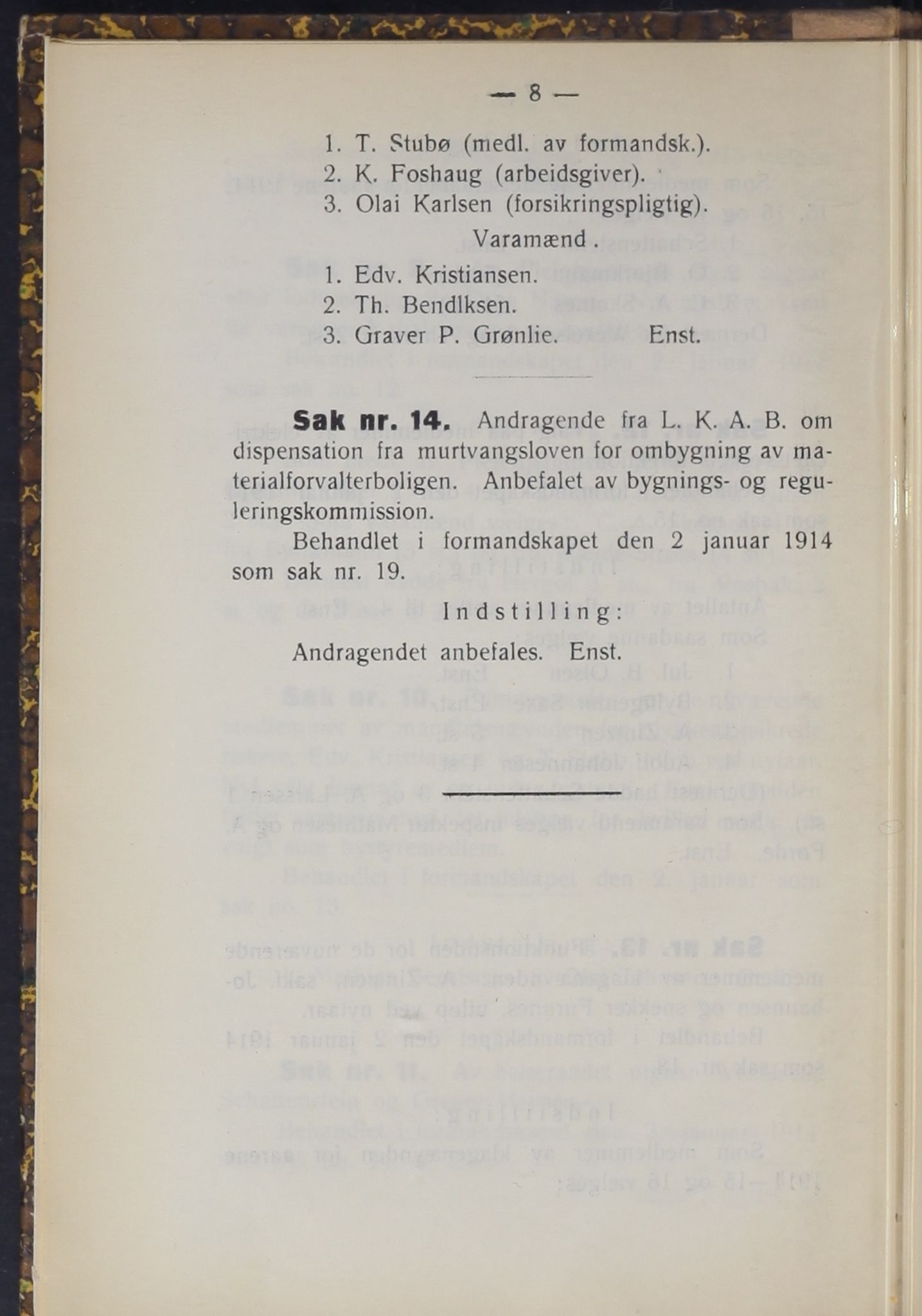 Narvik kommune. Formannskap , AIN/K-18050.150/A/Ab/L0004: Møtebok, 1914