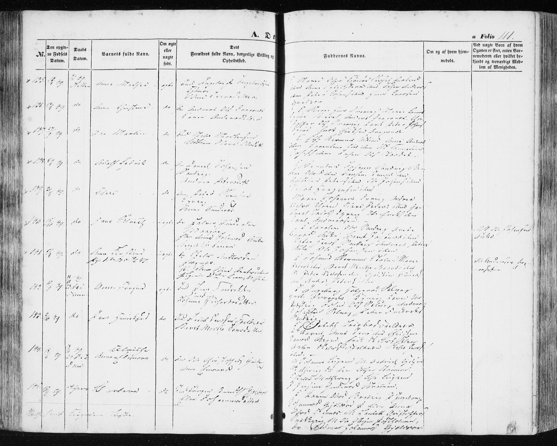 Ministerialprotokoller, klokkerbøker og fødselsregistre - Sør-Trøndelag, AV/SAT-A-1456/634/L0529: Parish register (official) no. 634A05, 1843-1851, p. 111