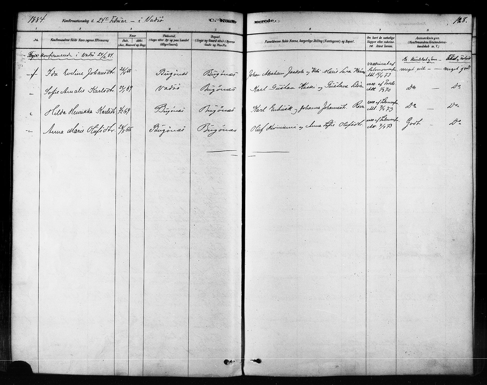 Sør-Varanger sokneprestkontor, SATØ/S-1331/H/Ha/L0003kirke: Parish register (official) no. 3, 1878-1891, p. 128