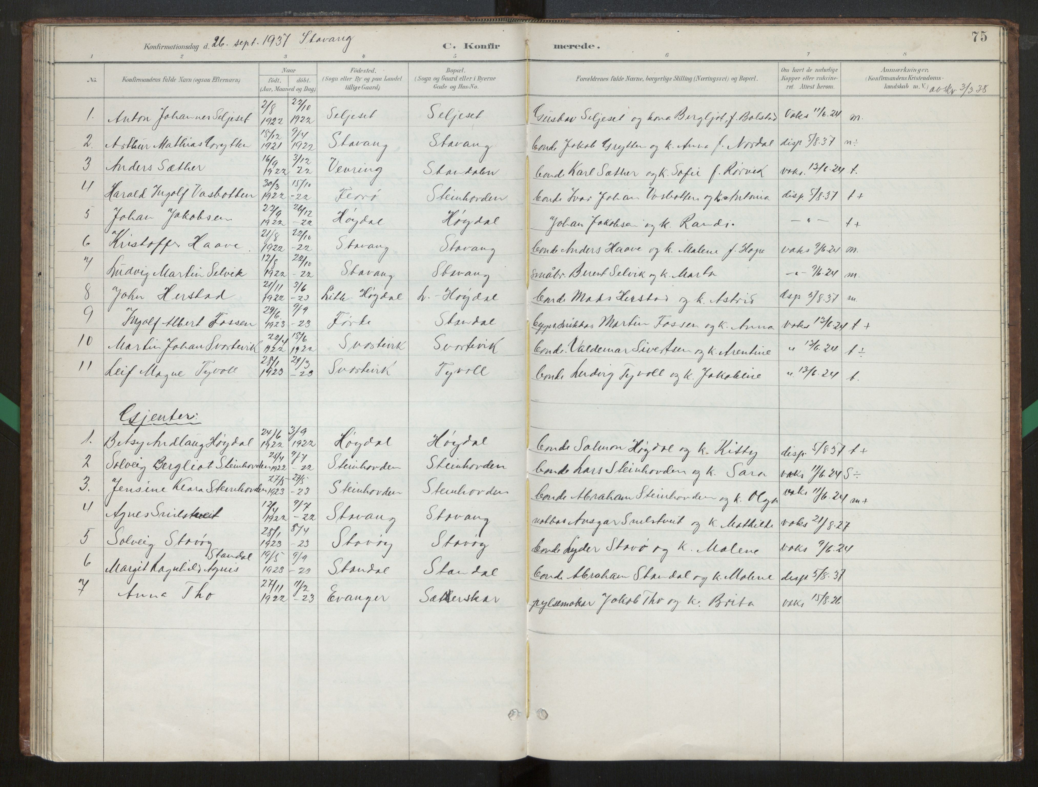 Kinn sokneprestembete, SAB/A-80801/H/Hab/Habc/L0003: Parish register (copy) no. C 3, 1890-1960, p. 75