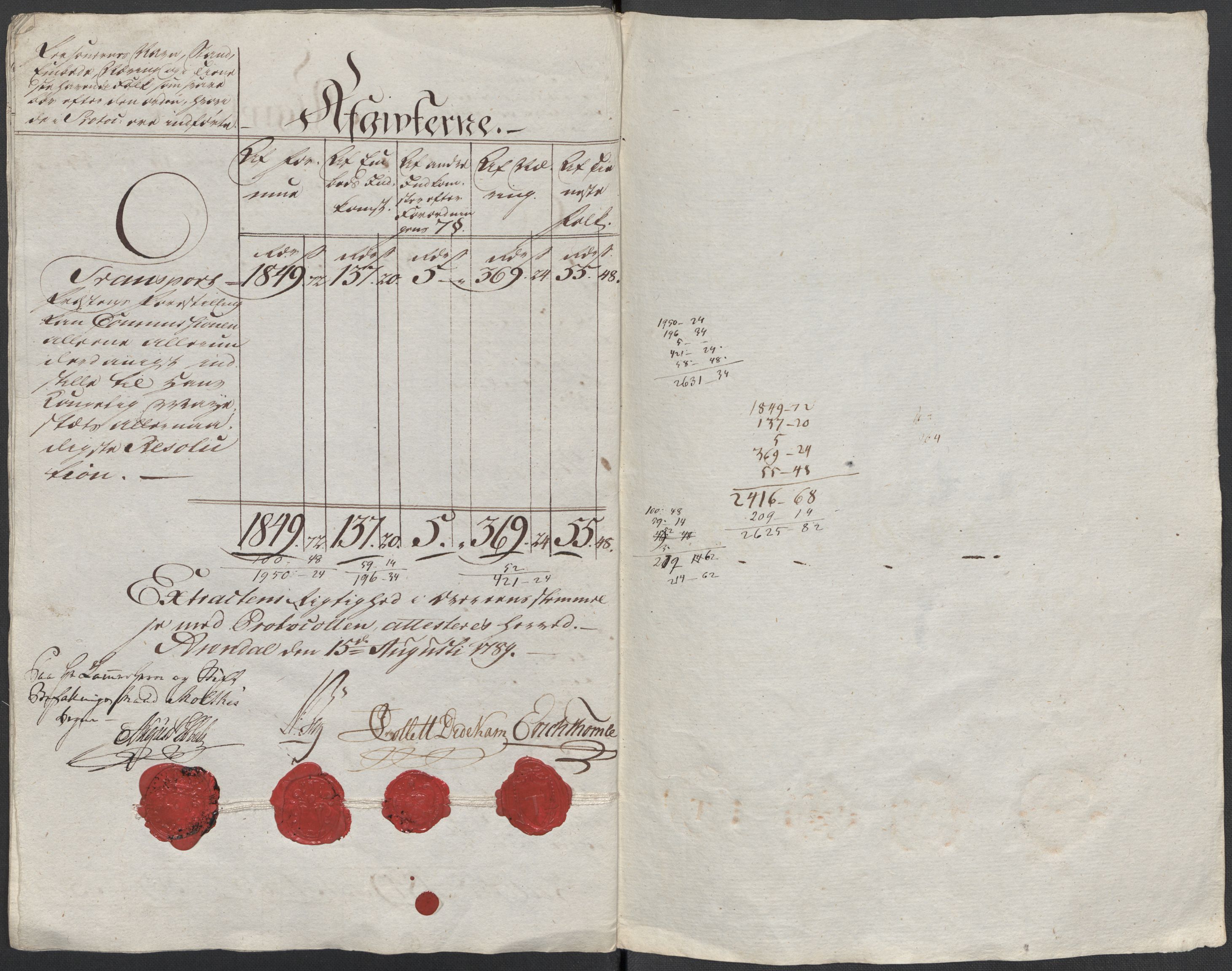 Rentekammeret inntil 1814, Reviderte regnskaper, Mindre regnskaper, AV/RA-EA-4068/Rf/Rfe/L0002: Arendal. Bergen, 1789, p. 337