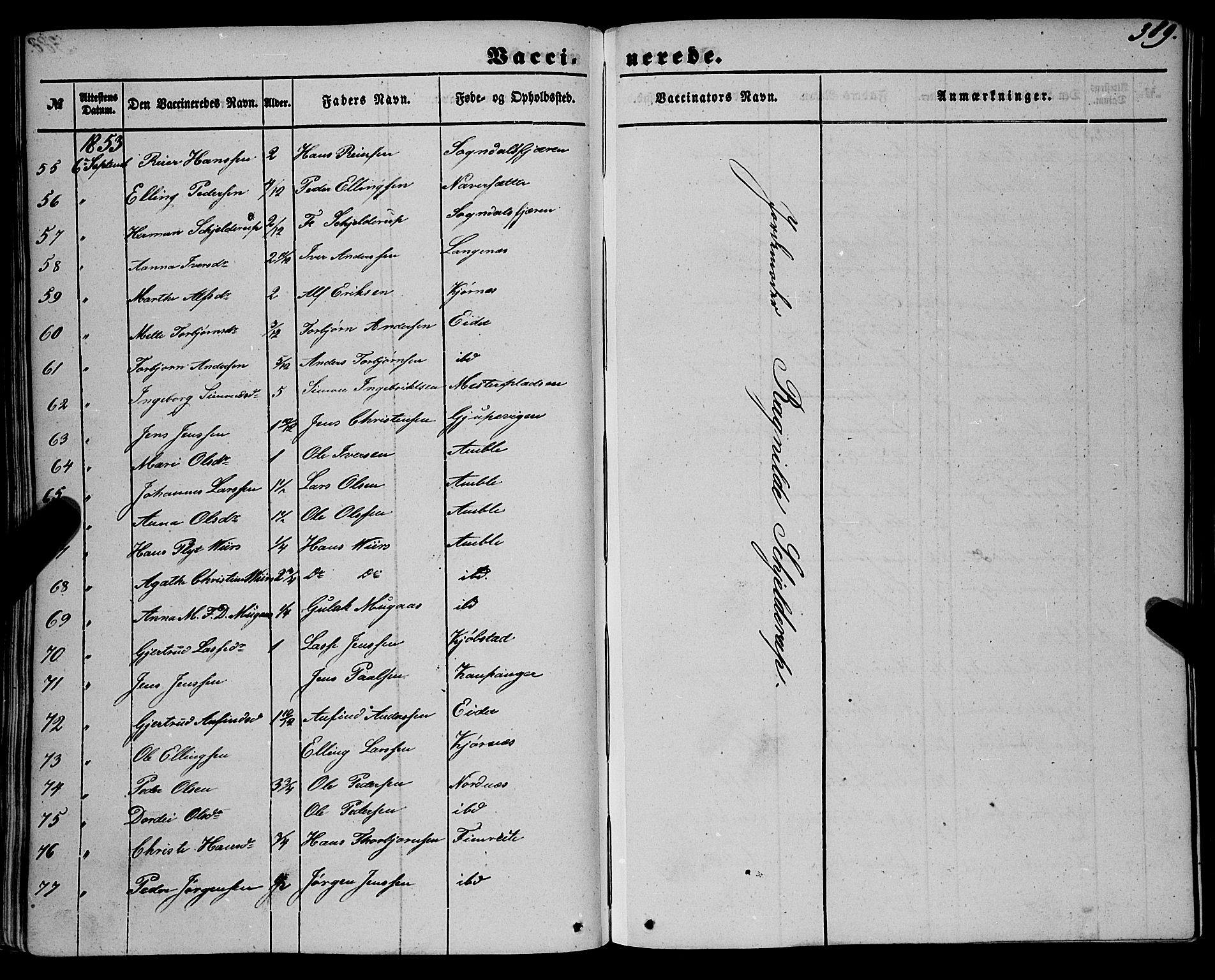 Sogndal sokneprestembete, AV/SAB-A-81301/H/Haa/Haaa/L0012II: Parish register (official) no. A 12II, 1847-1877, p. 389