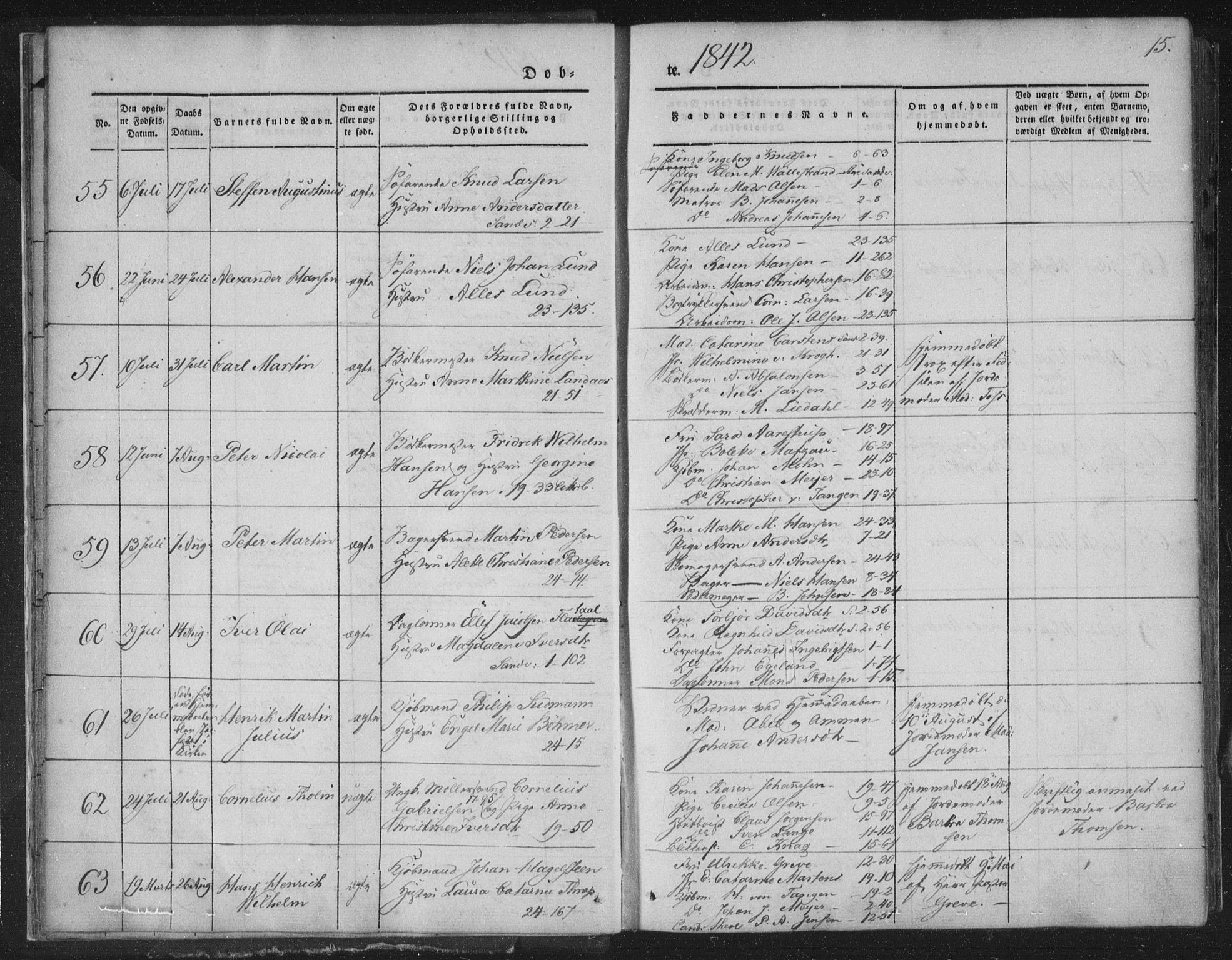 Korskirken sokneprestembete, AV/SAB-A-76101/H/Haa/L0016: Parish register (official) no. B 2, 1841-1851, p. 15