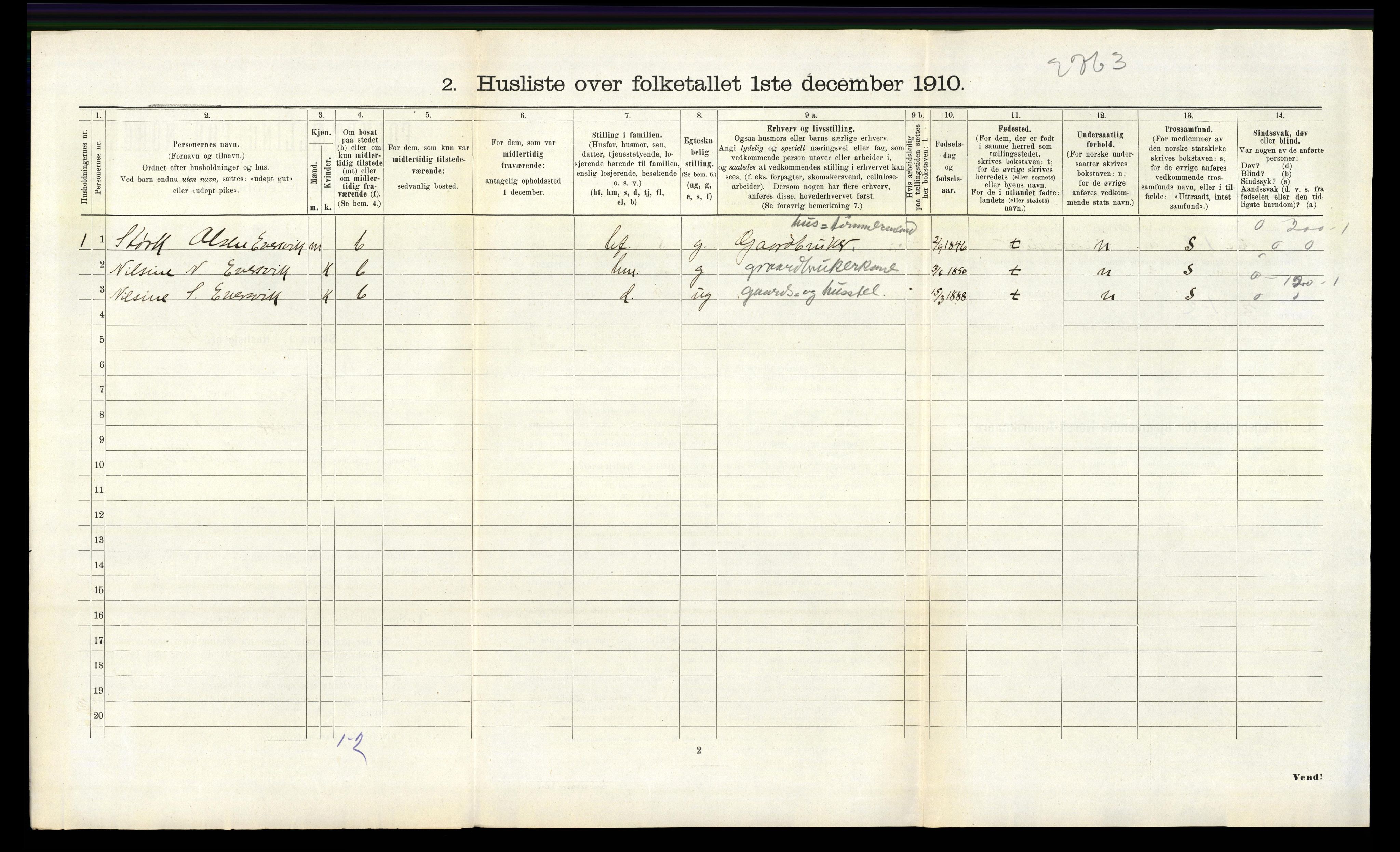 RA, 1910 census for Tysnes, 1910, p. 483