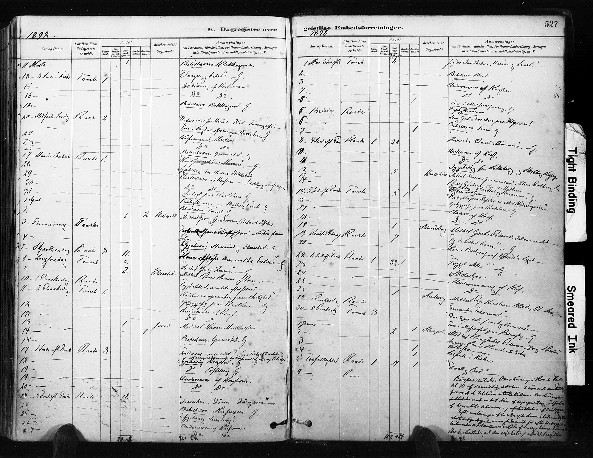 Råde prestekontor kirkebøker, AV/SAO-A-2009/F/Fa/L0007: Parish register (official) no. 7, 1878-1902, p. 527