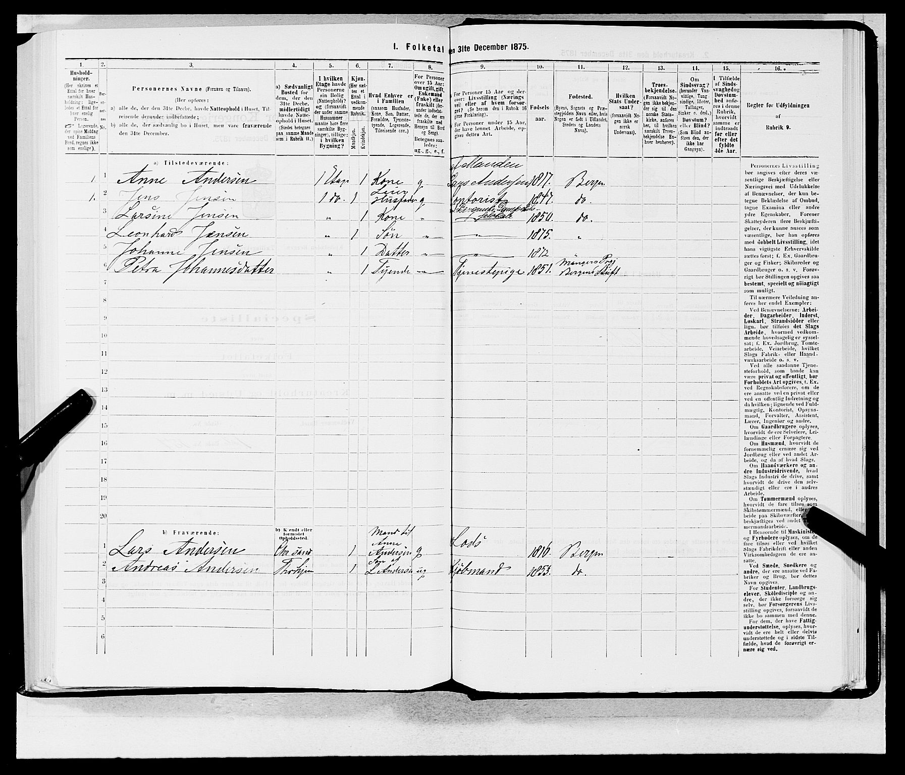 SAB, 1875 census for 1301 Bergen, 1875, p. 310