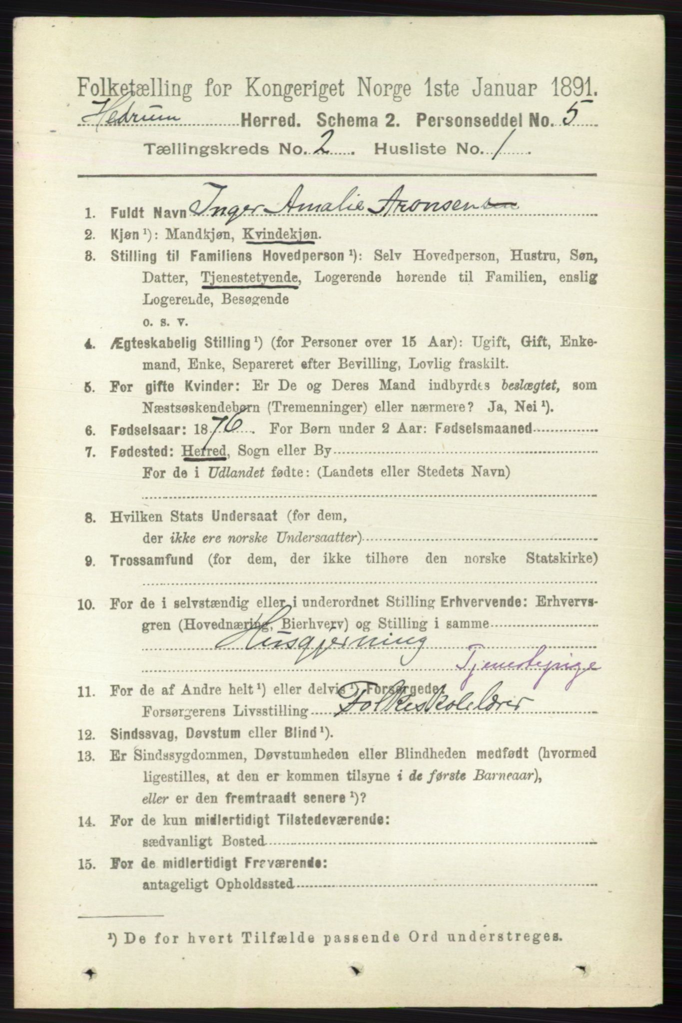 RA, 1891 census for 0727 Hedrum, 1891, p. 372