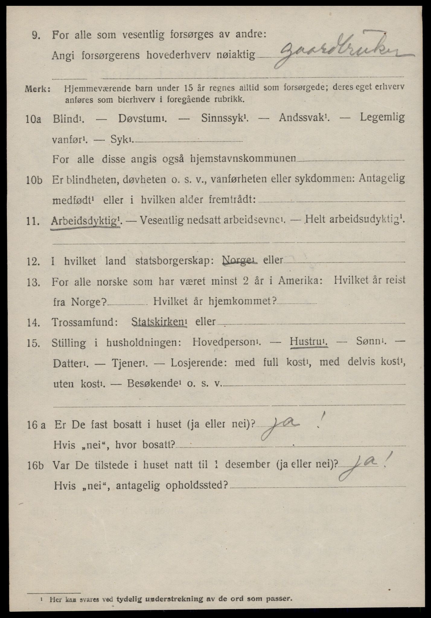 SAT, 1920 census for Sunnylven, 1920, p. 1311