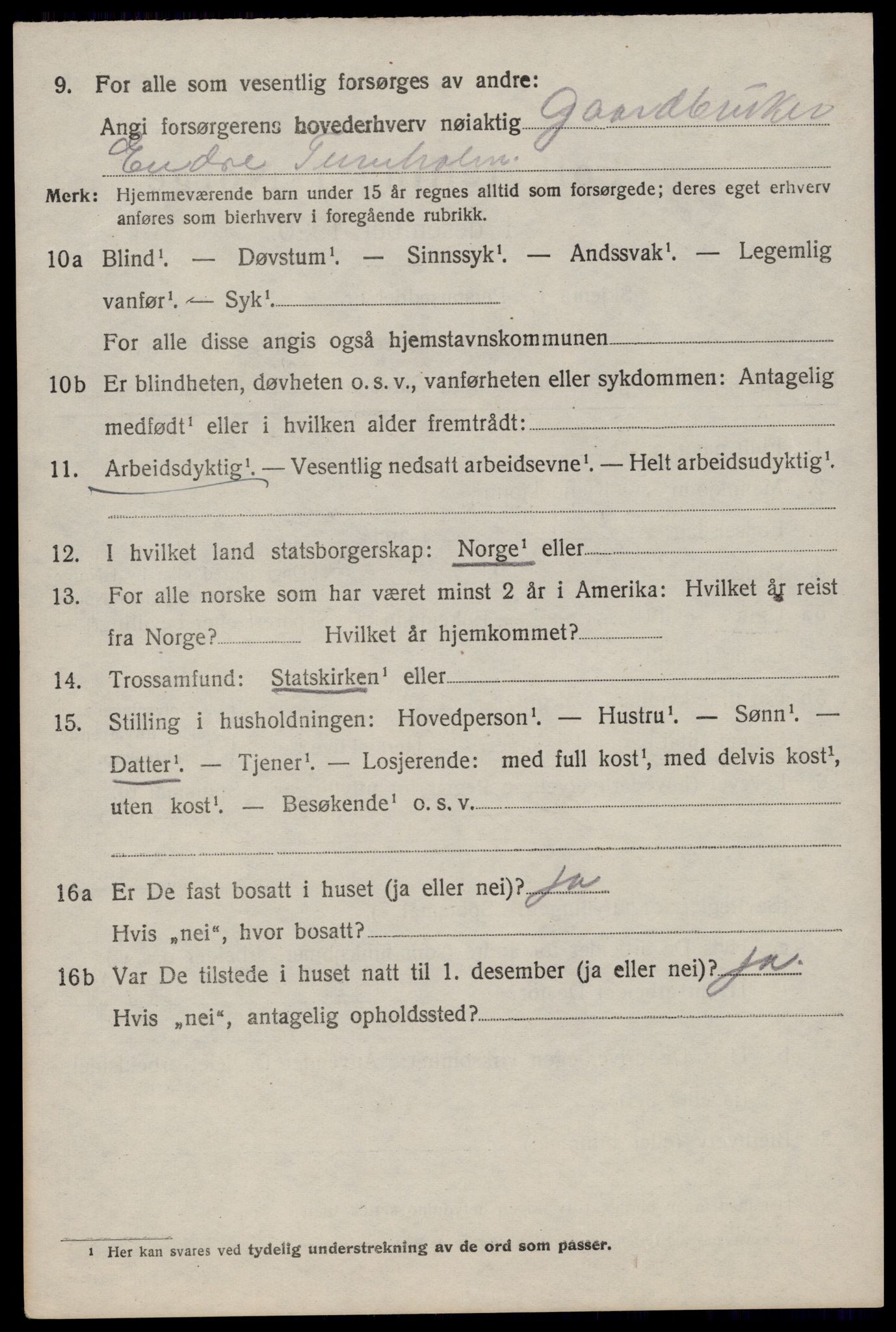 SAST, 1920 census for Hetland, 1920, p. 3586