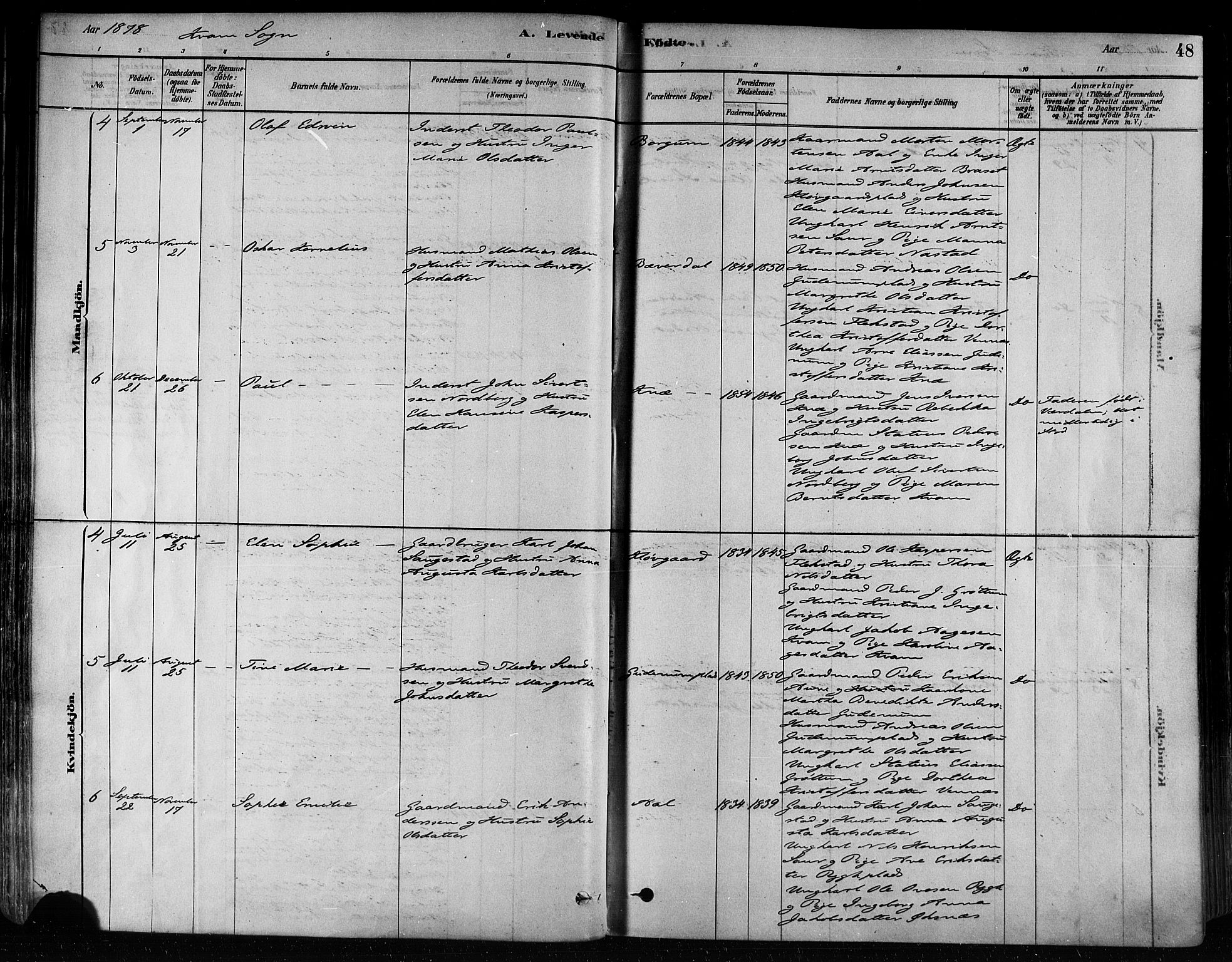 Ministerialprotokoller, klokkerbøker og fødselsregistre - Nord-Trøndelag, SAT/A-1458/746/L0449: Parish register (official) no. 746A07 /2, 1878-1899, p. 48