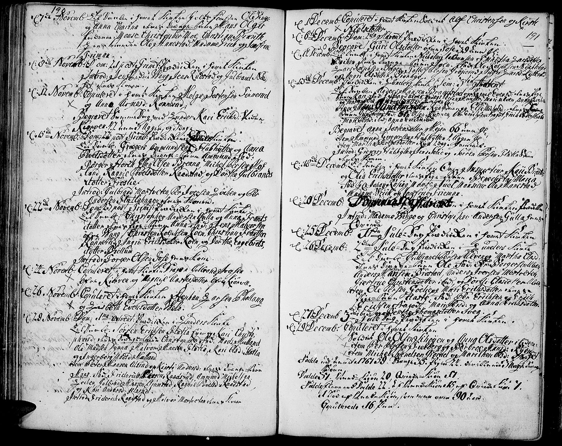 Jevnaker prestekontor, SAH/PREST-116/H/Ha/Haa/L0003: Parish register (official) no. 3, 1752-1799, p. 190-191