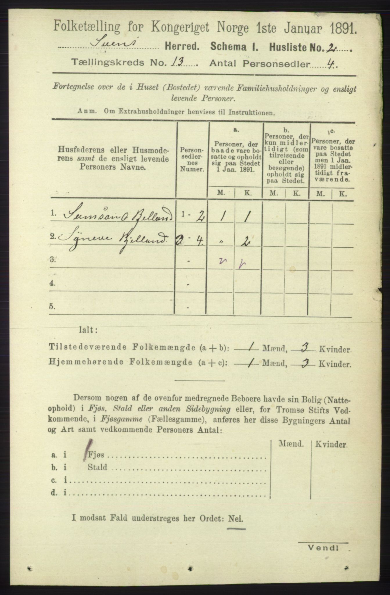 RA, 1891 census for 1216 Sveio, 1891, p. 3619