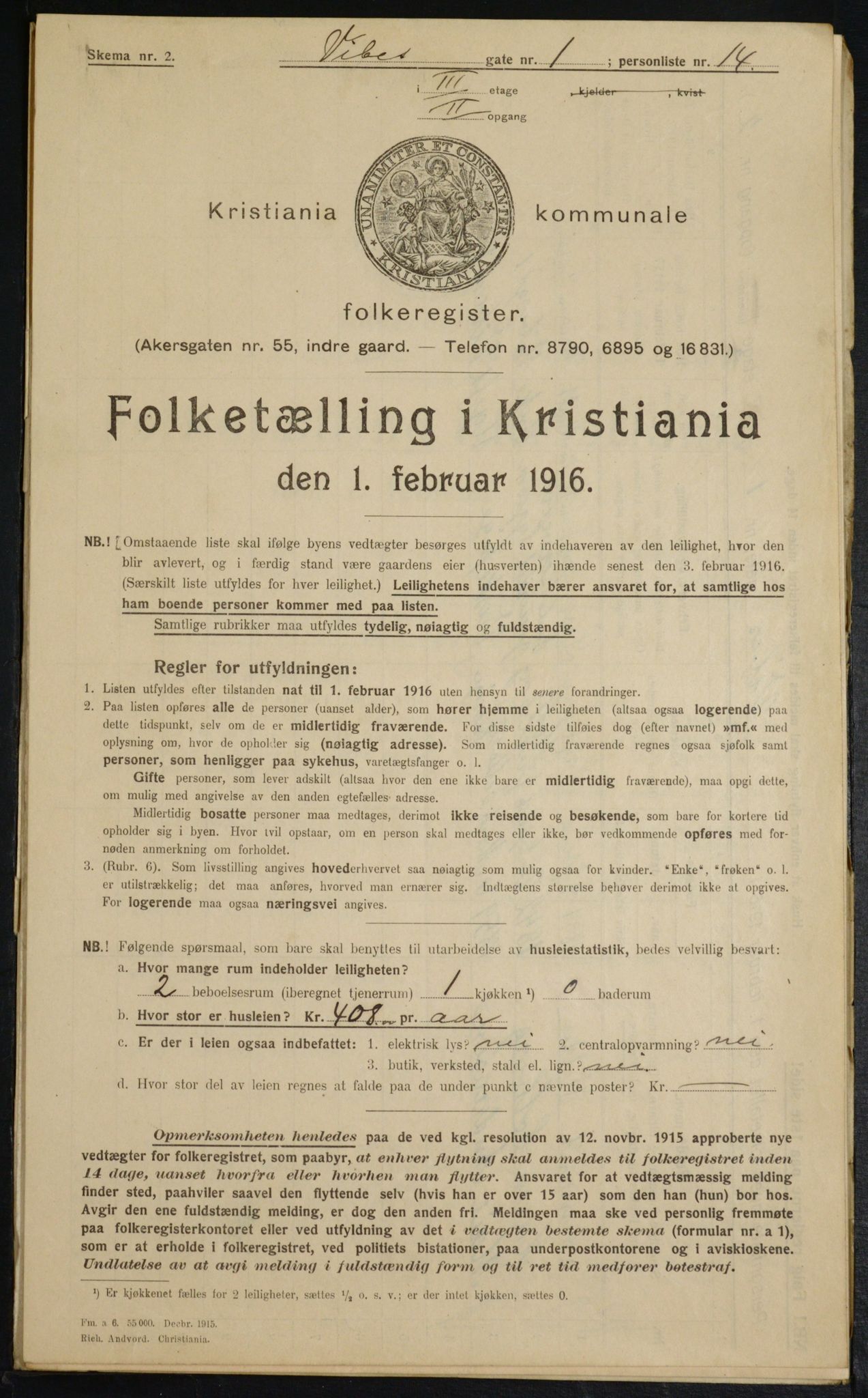 OBA, Municipal Census 1916 for Kristiania, 1916, p. 126301