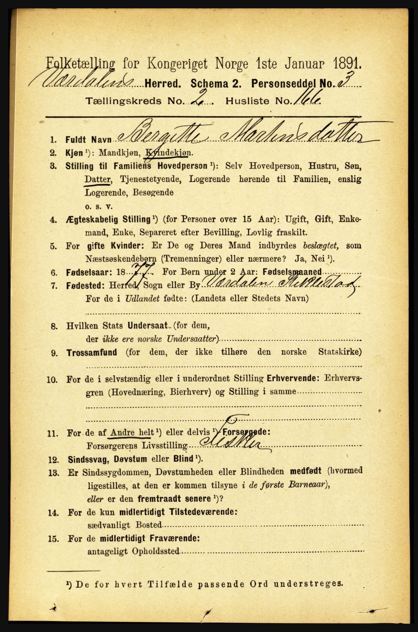 RA, 1891 census for 1721 Verdal, 1891, p. 1648