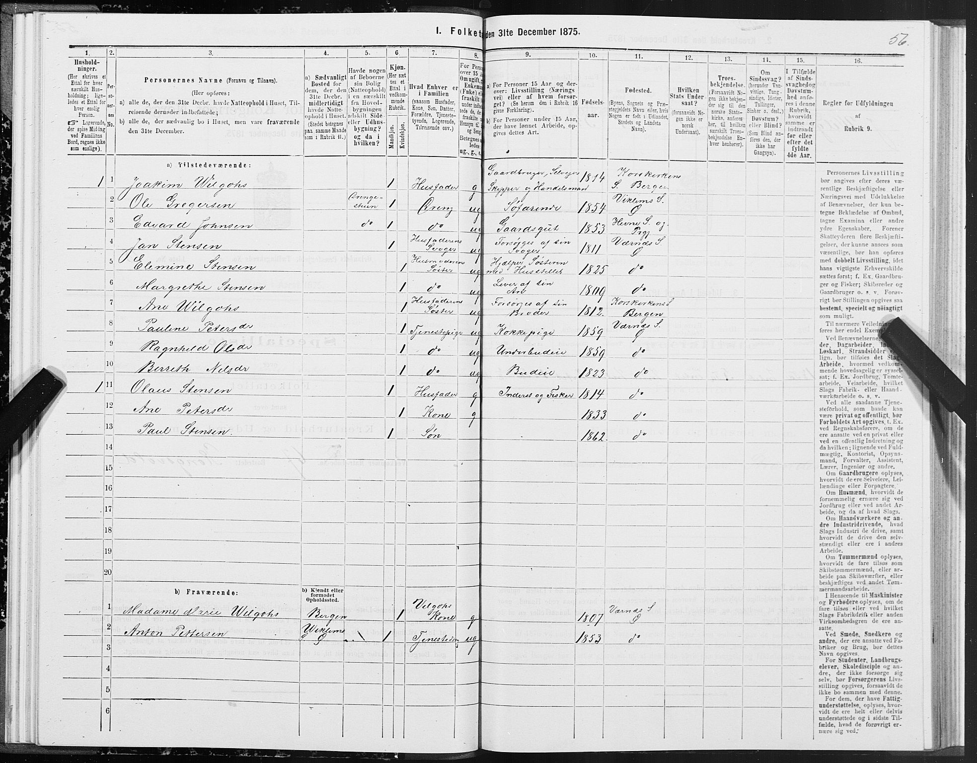 SAT, 1875 census for 1621P Ørland, 1875, p. 2056