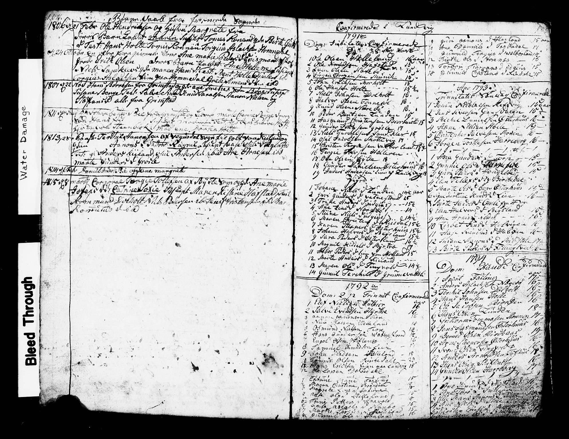 Hommedal sokneprestkontor, SAK/1111-0023/F/Fb/Fbb/L0002: Parish register (copy) no. B 2 /1, 1791-1819, p. 104-105