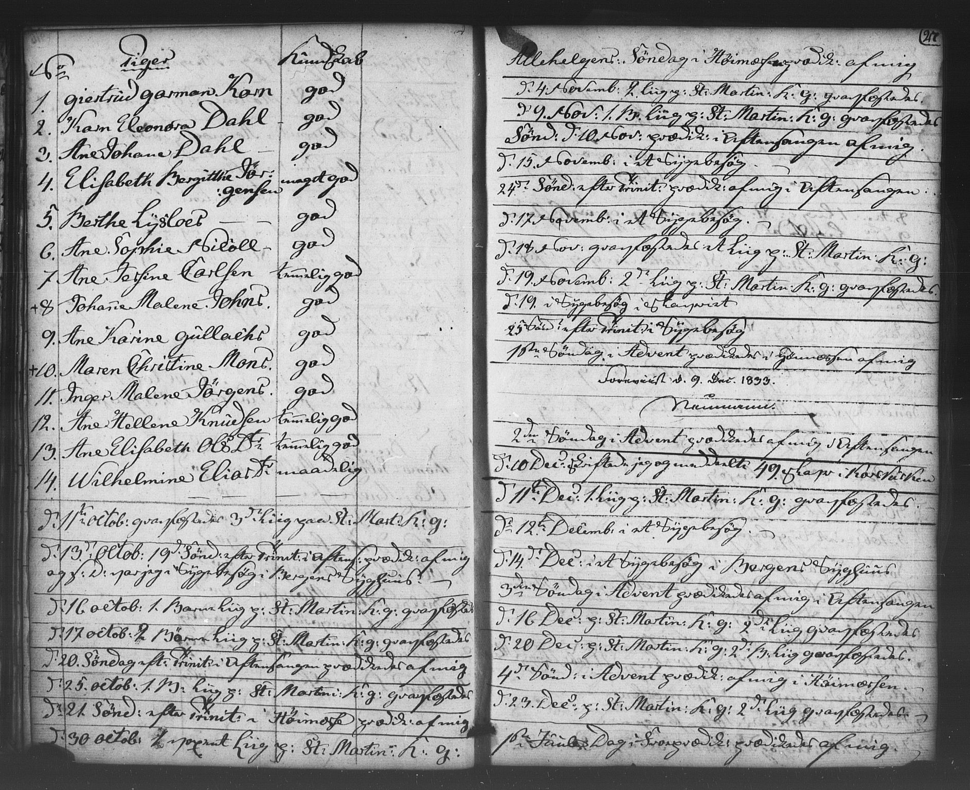 Korskirken sokneprestembete, SAB/A-76101/H/Haa/L0066: Curate's parish register no. A 1, 1826-1843, p. 27