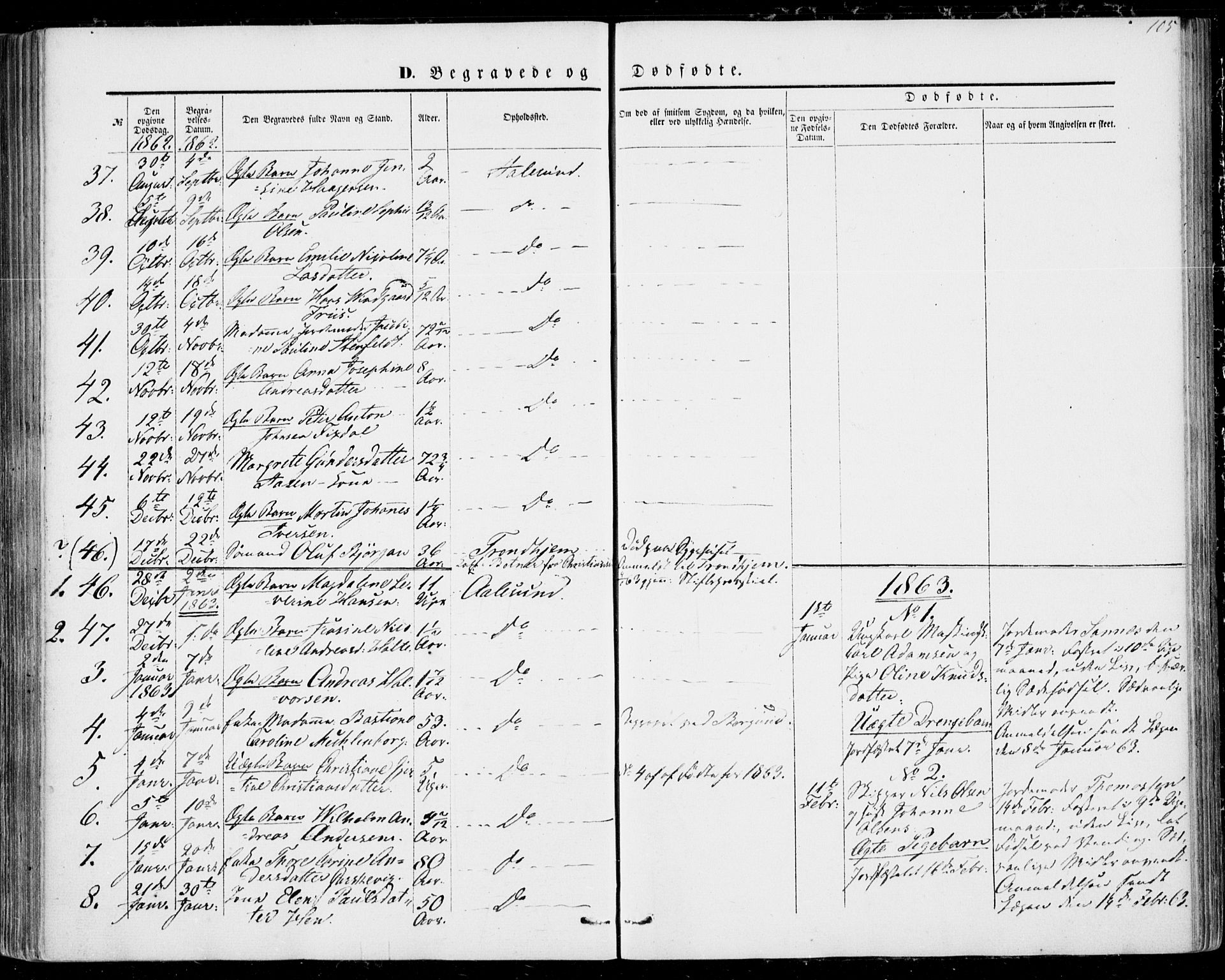Ministerialprotokoller, klokkerbøker og fødselsregistre - Møre og Romsdal, SAT/A-1454/529/L0451: Parish register (official) no. 529A01, 1855-1863, p. 105