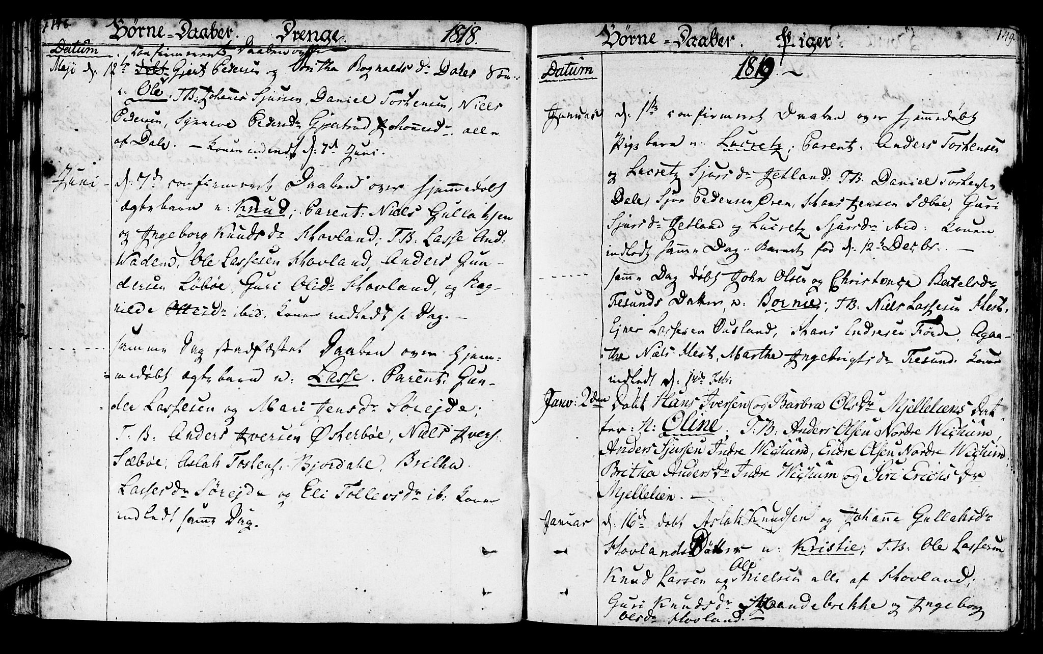 Lavik sokneprestembete, AV/SAB-A-80901: Parish register (official) no. A 1, 1809-1822, p. 148-149