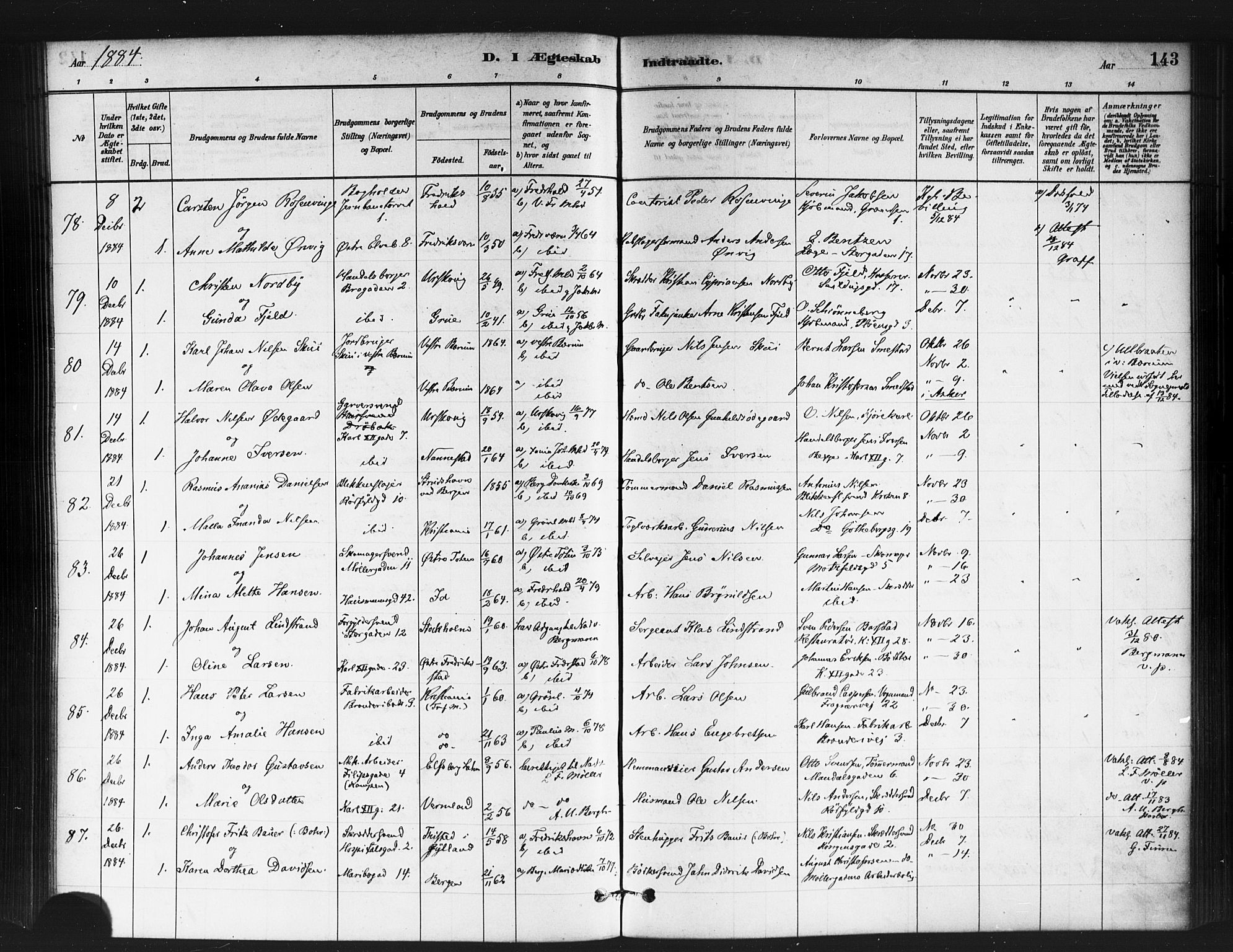 Jakob prestekontor Kirkebøker, SAO/A-10850/F/Fa/L0004: Parish register (official) no. 4, 1880-1894, p. 143
