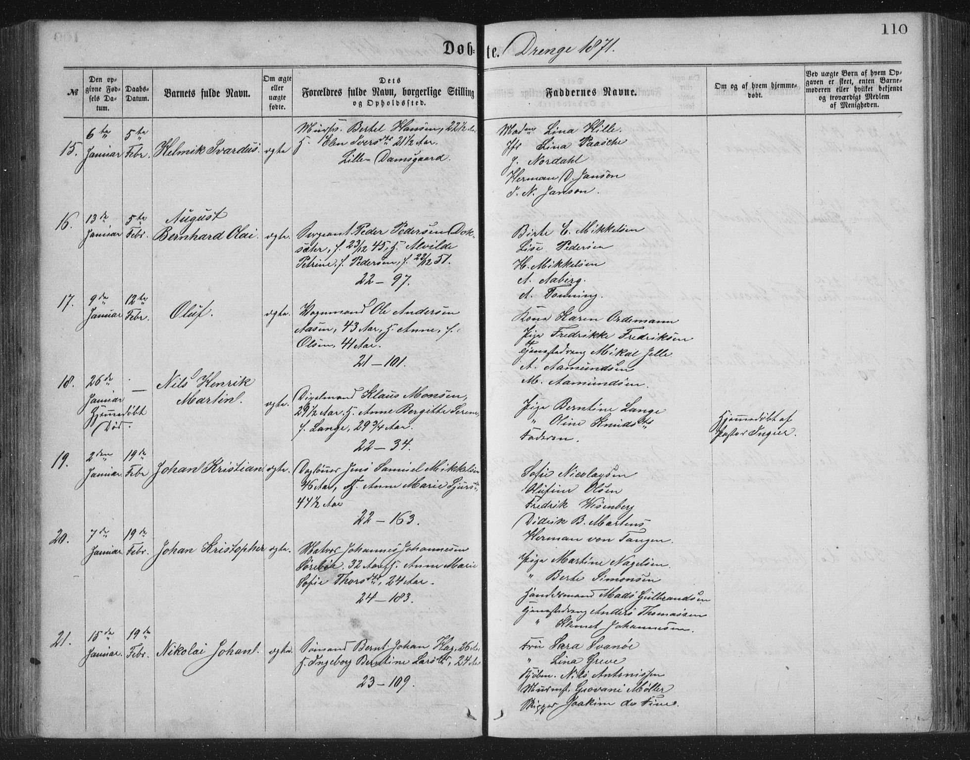 Korskirken sokneprestembete, AV/SAB-A-76101/H/Haa/L0019: Parish register (official) no. B 5, 1866-1871, p. 110