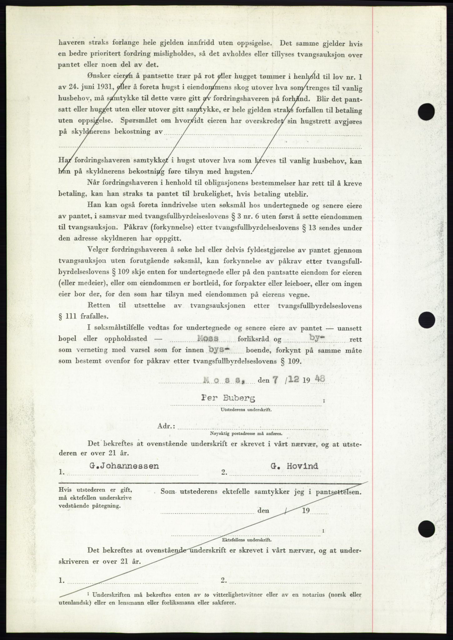 Moss sorenskriveri, AV/SAO-A-10168: Mortgage book no. B20, 1948-1948, Diary no: : 3166/1948