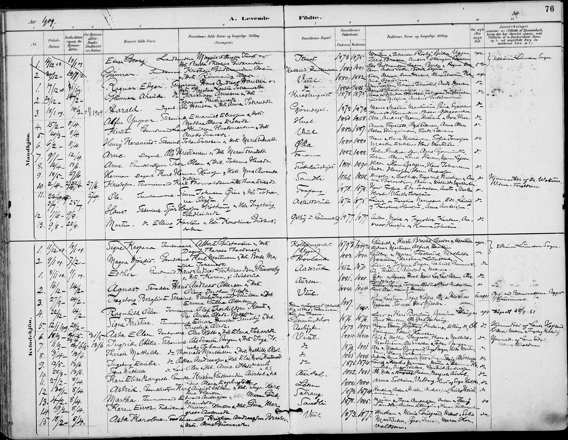 Haug kirkebøker, SAKO/A-604/F/Fa/L0001: Parish register (official) no. 1, 1885-1917, p. 76