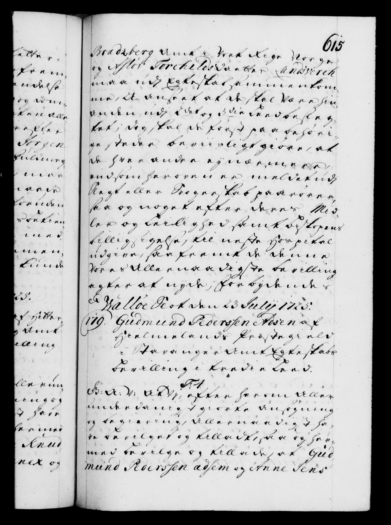 Danske Kanselli 1572-1799, AV/RA-EA-3023/F/Fc/Fca/Fcaa/L0024: Norske registre, 1723-1725, p. 615a